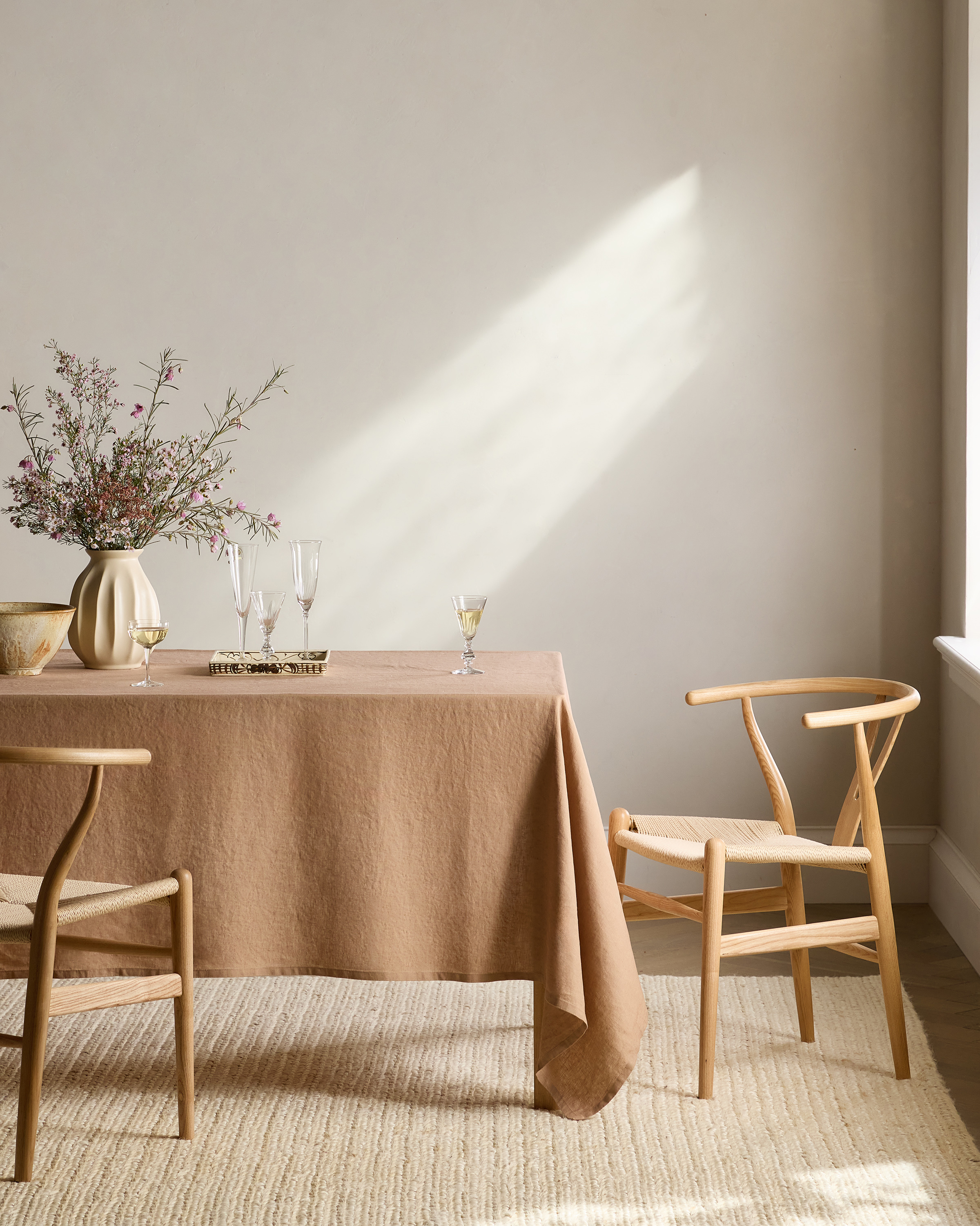 Latte European Linen Tablecloth