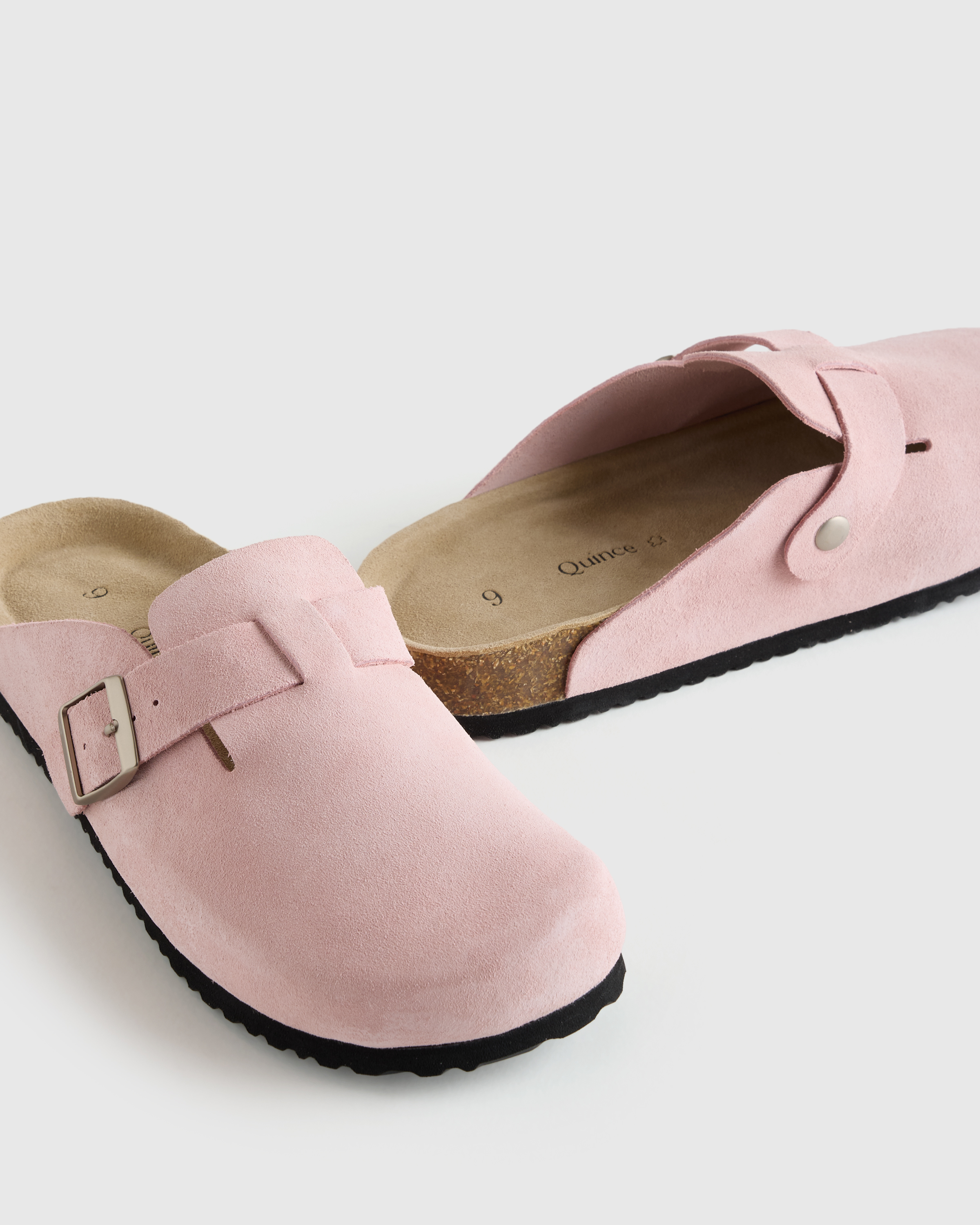 Water Repellent Suede Clog Mule in Shell Pink