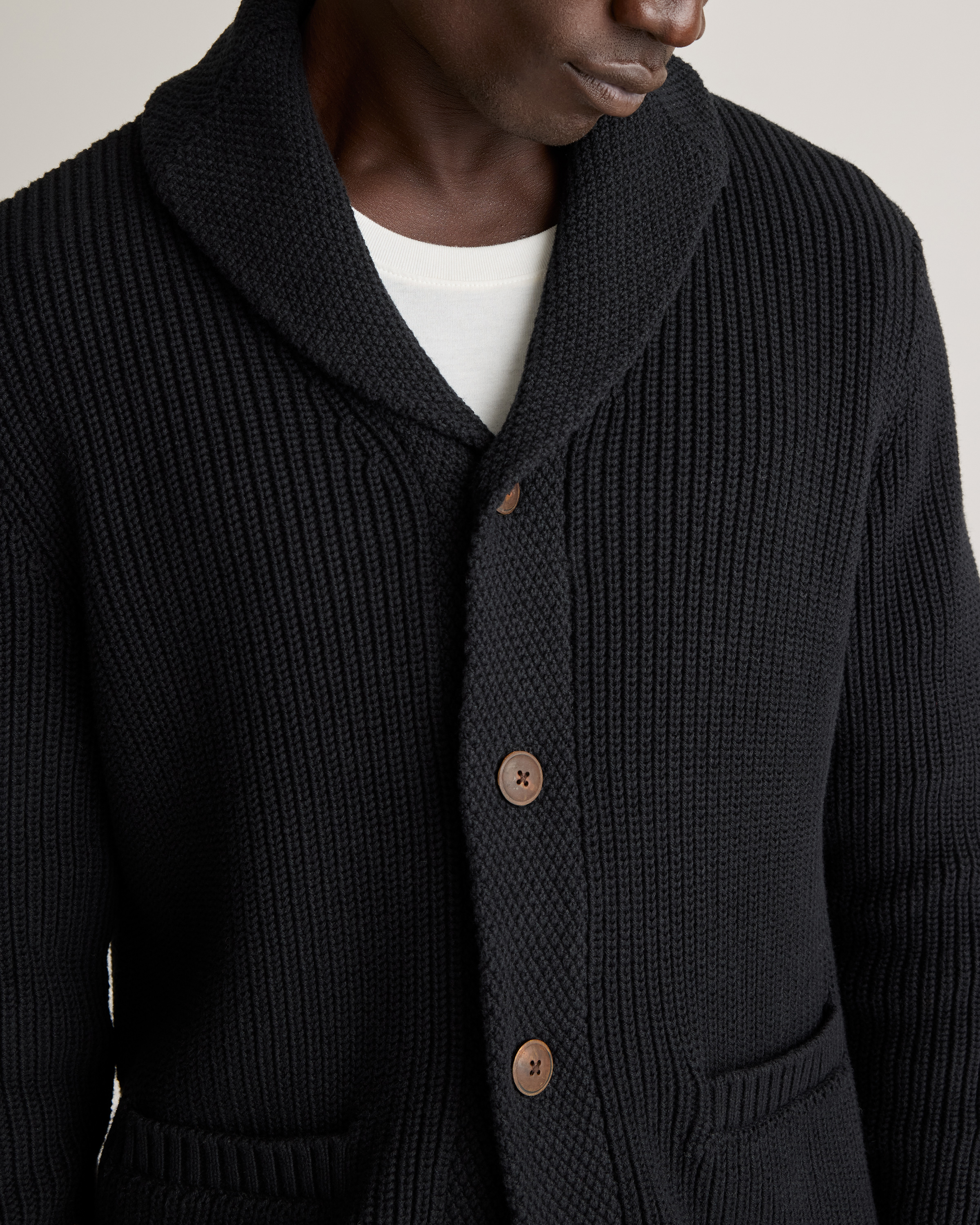 100% Organic Cotton Shawl-Collar Cardigan Sweater