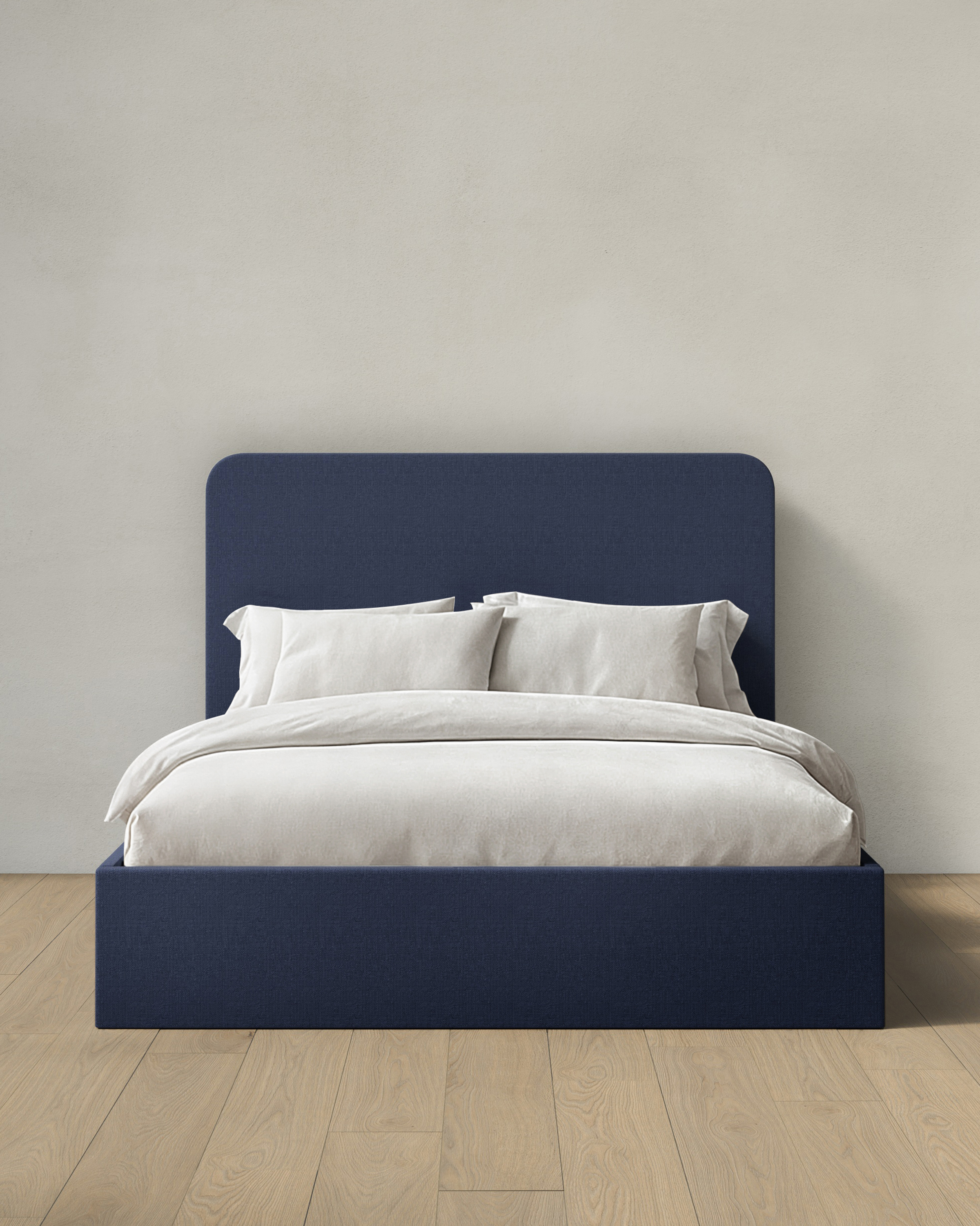 Quince | 100% Linen Curved Bed in Navy, Size Queen