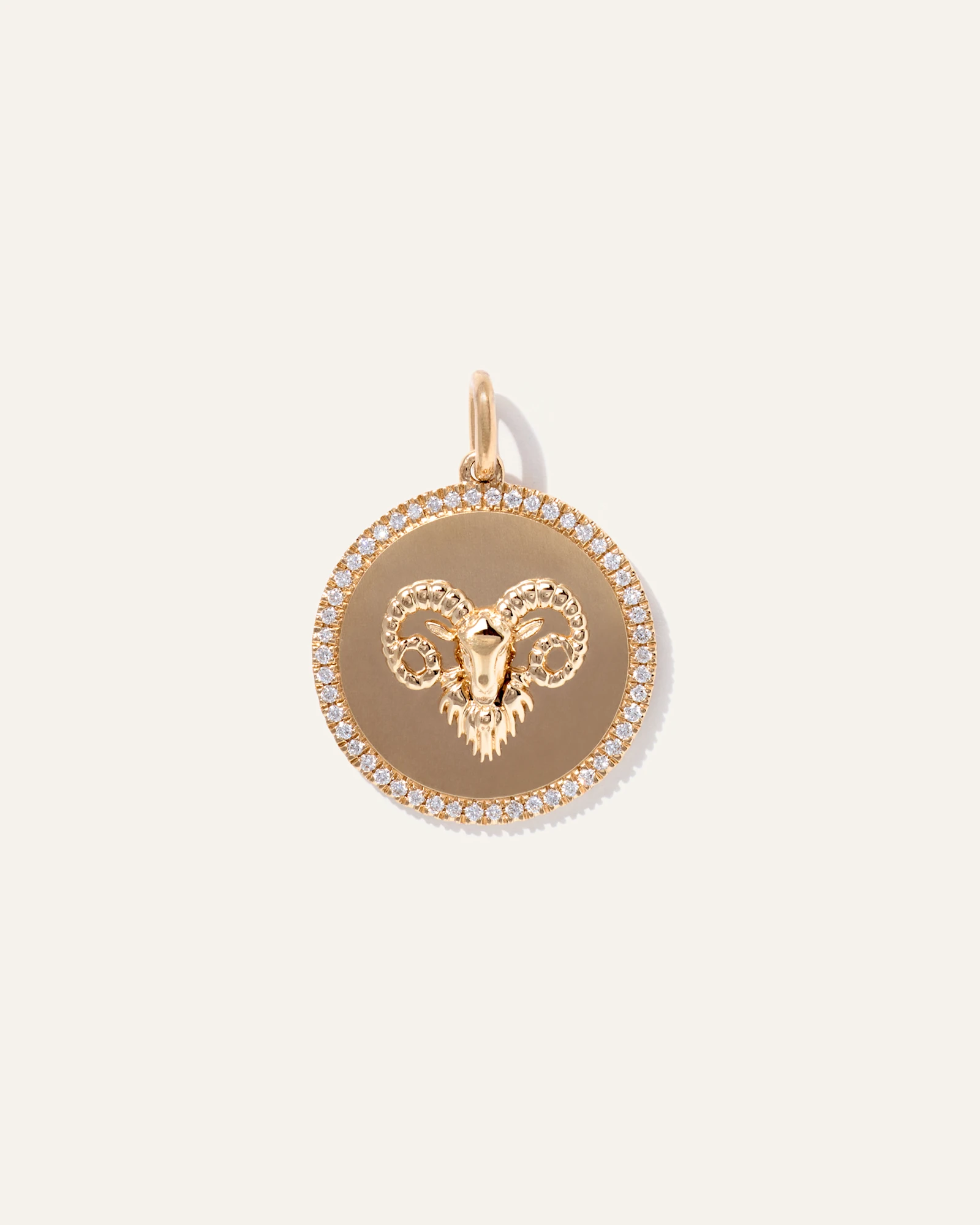 14K Gold Pave Zodiac Medallion Charm in Yellow Gold