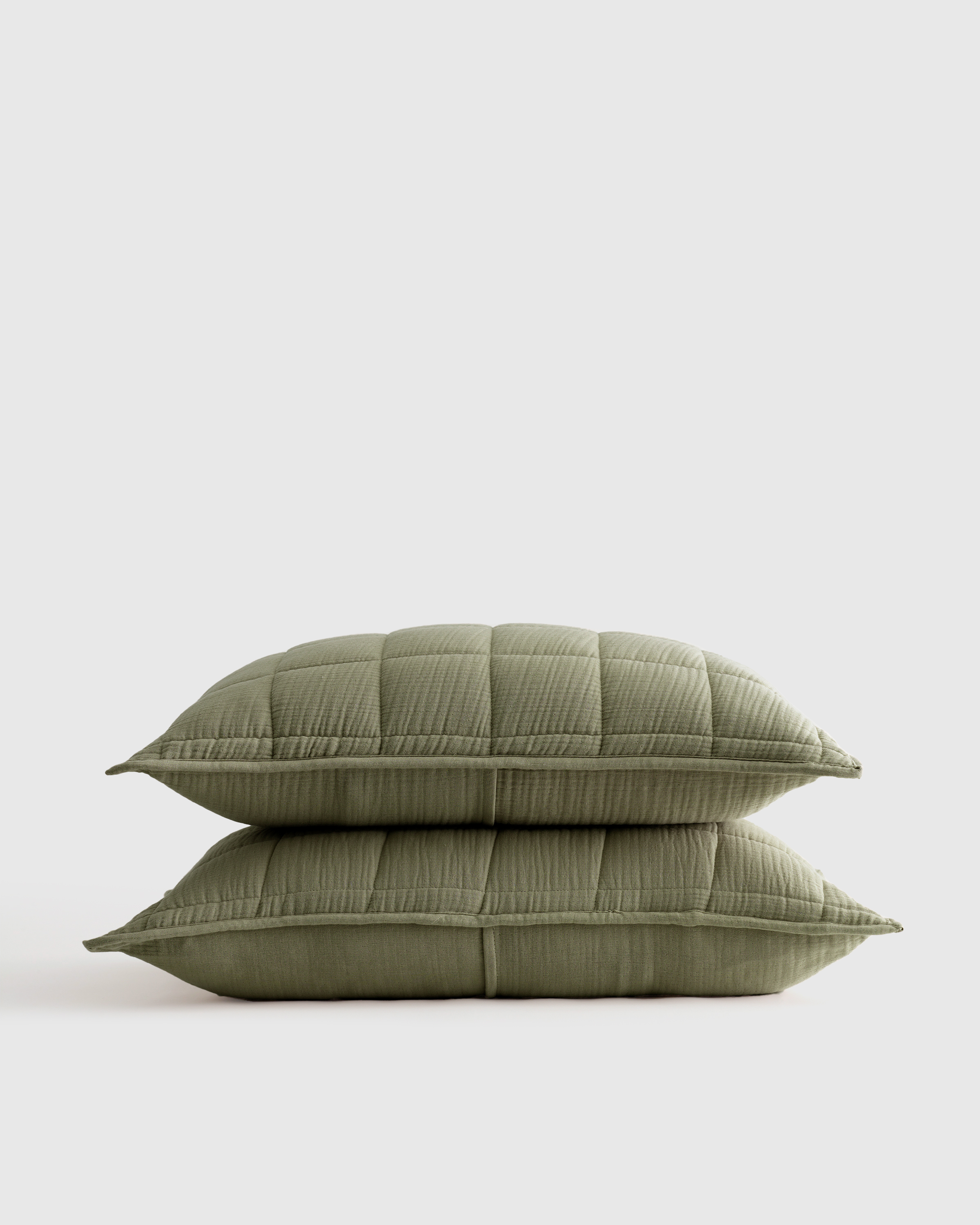 Olive Organic Airy Gauze Box Quilt Sham Set