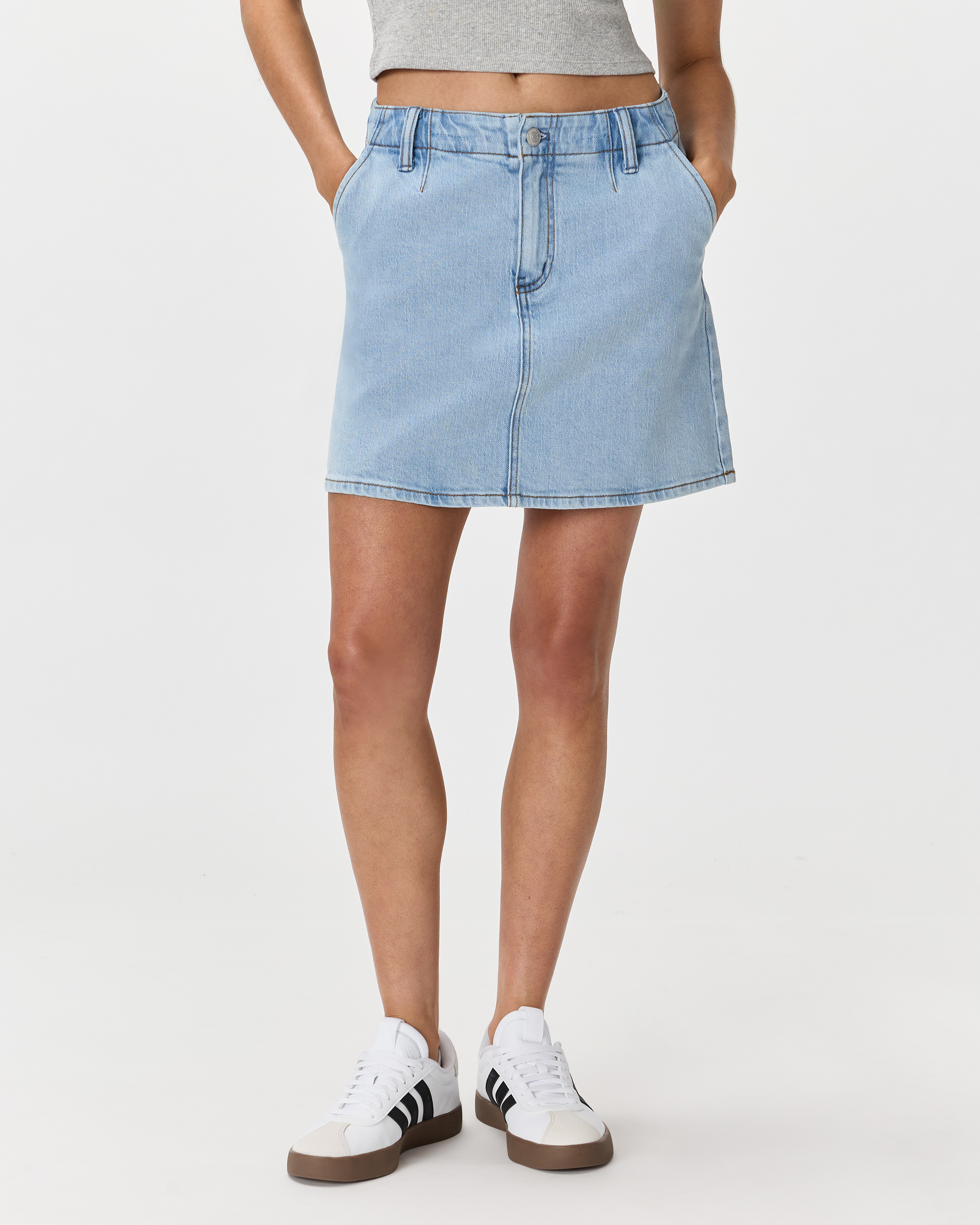 Cool Blue Stretch Denim Mini Skirt