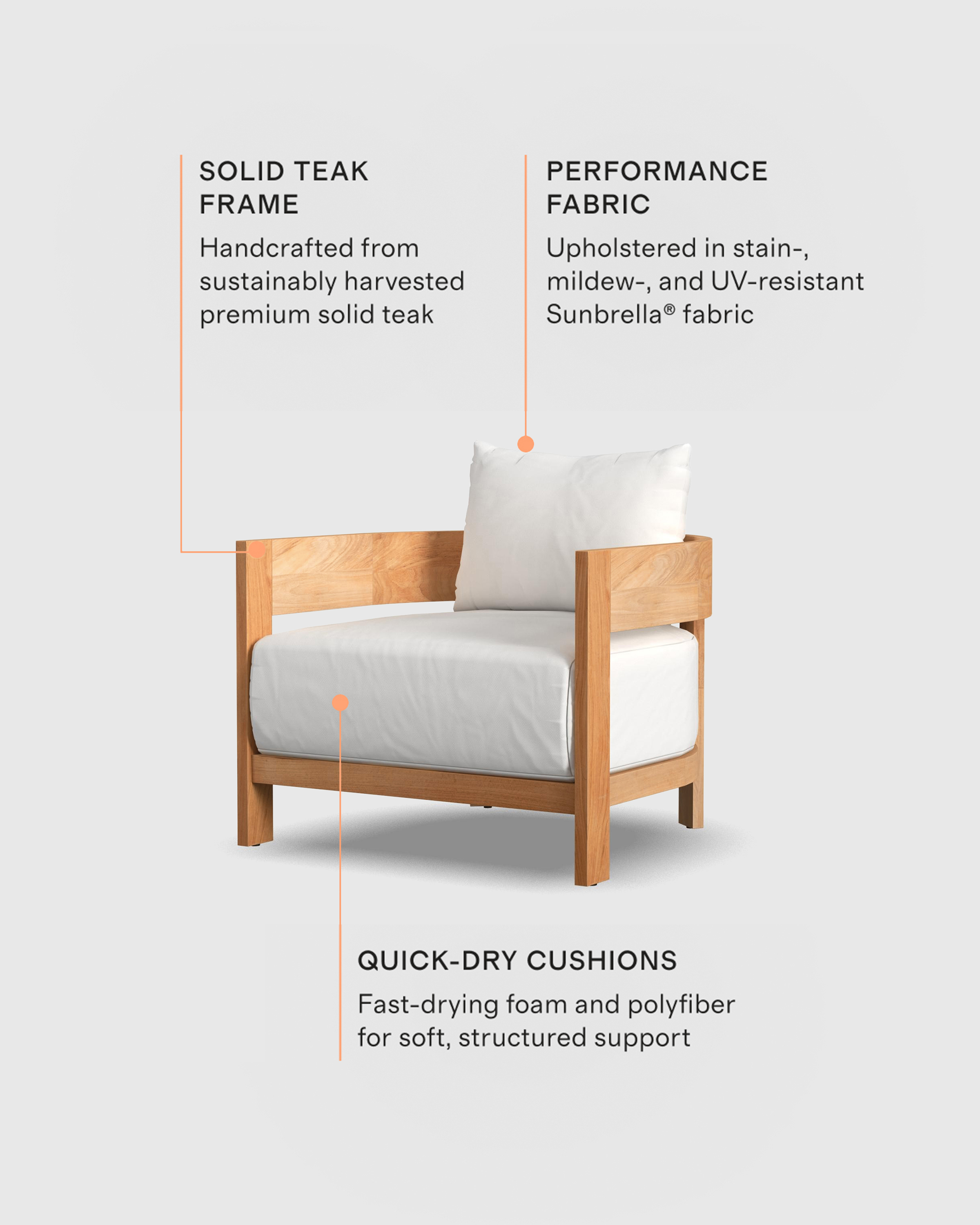 Curved Teak Outdoor Lounge Chair - thumbnail 3