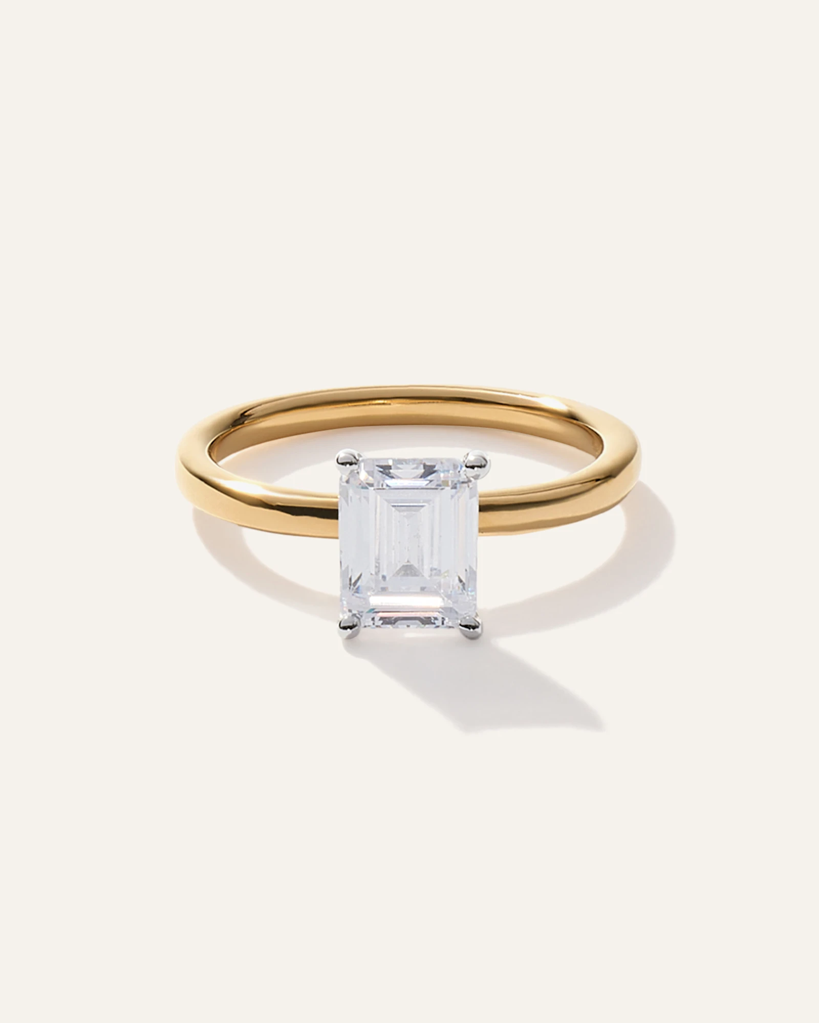 Lab Grown Diamond Emerald Comfort Fit Engagement Ring