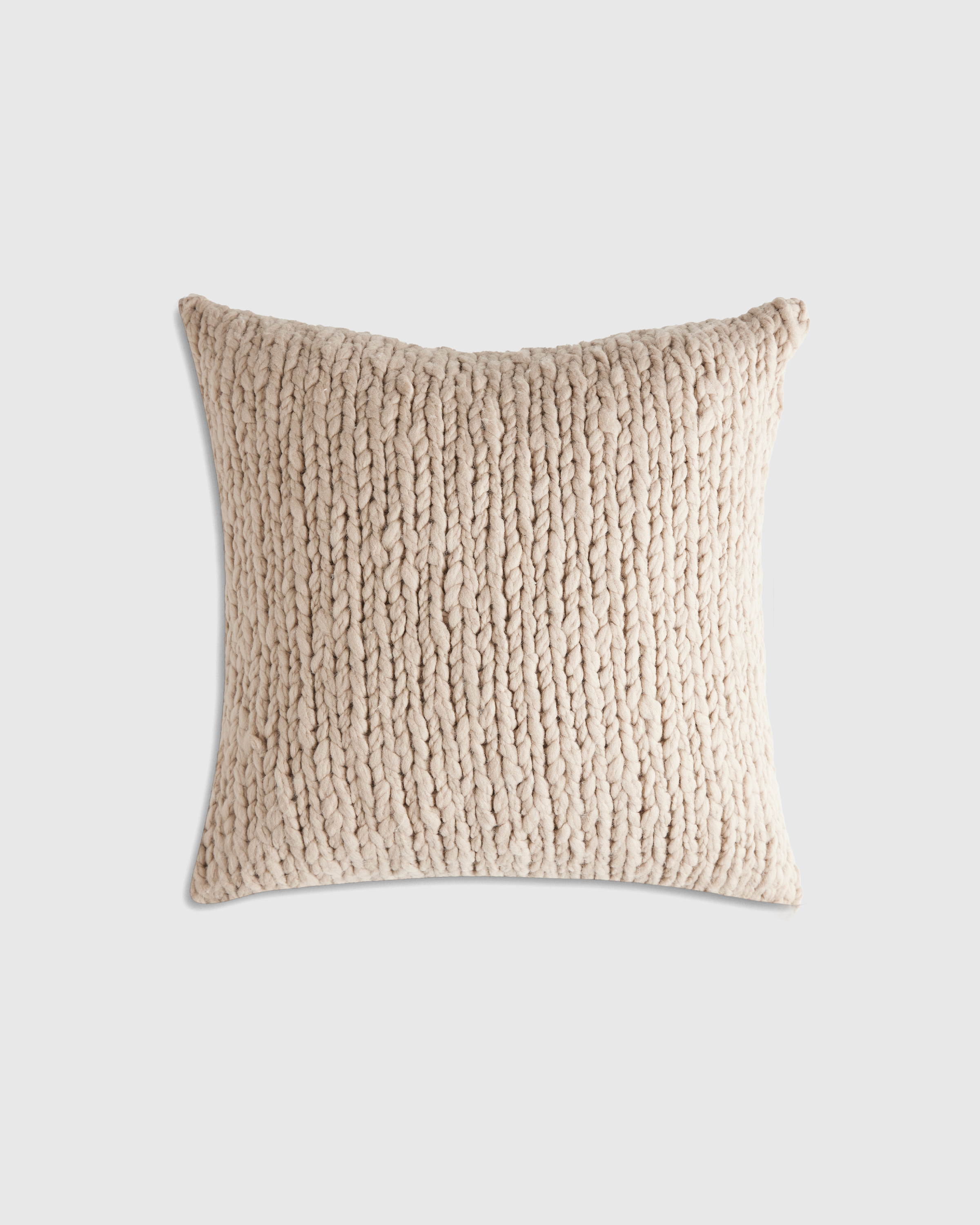 Neutral Chunky Hand Knit Wool Pillow Cover