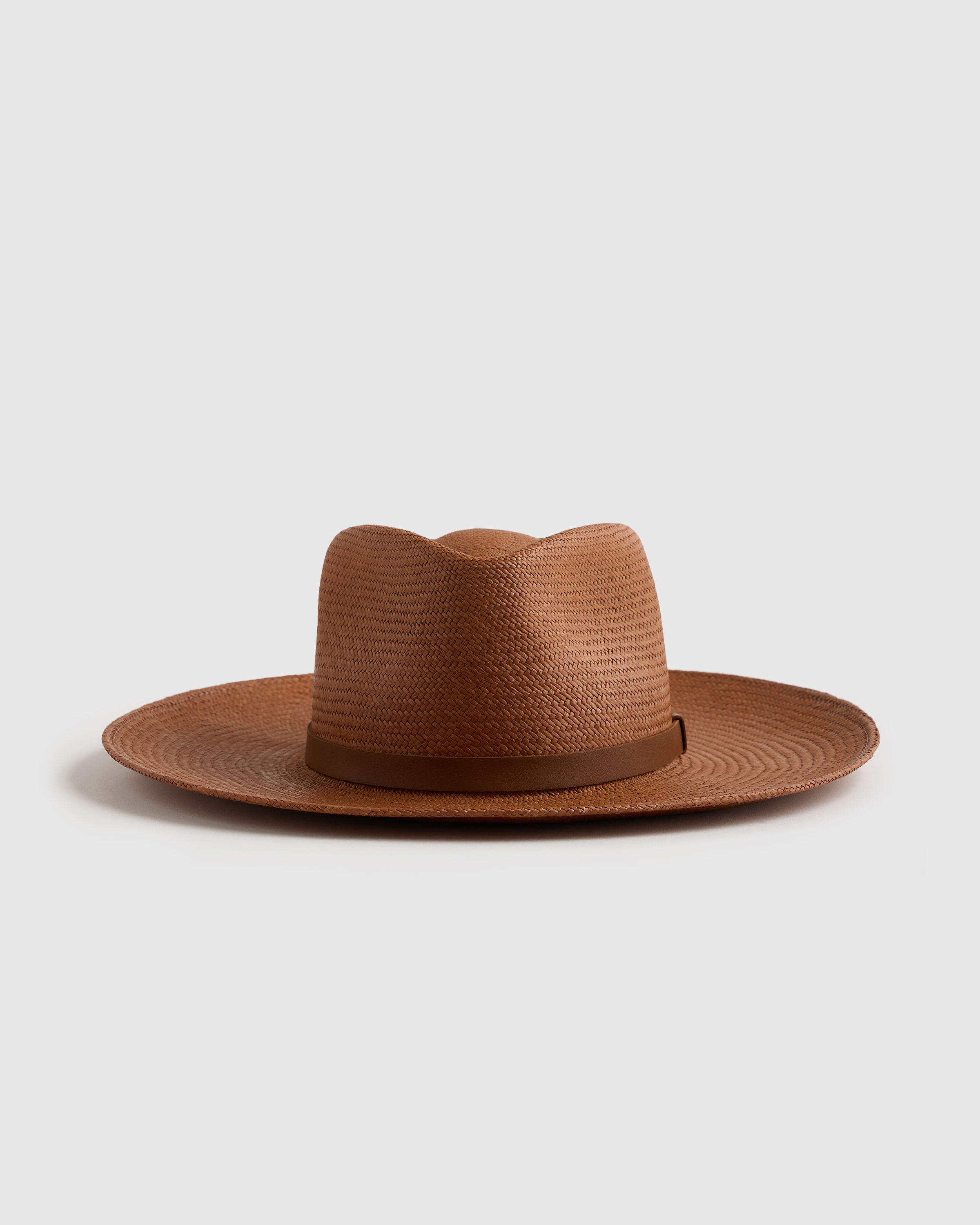 Chestnut Brown Toquilla Straw Wide Brim Panama Hat