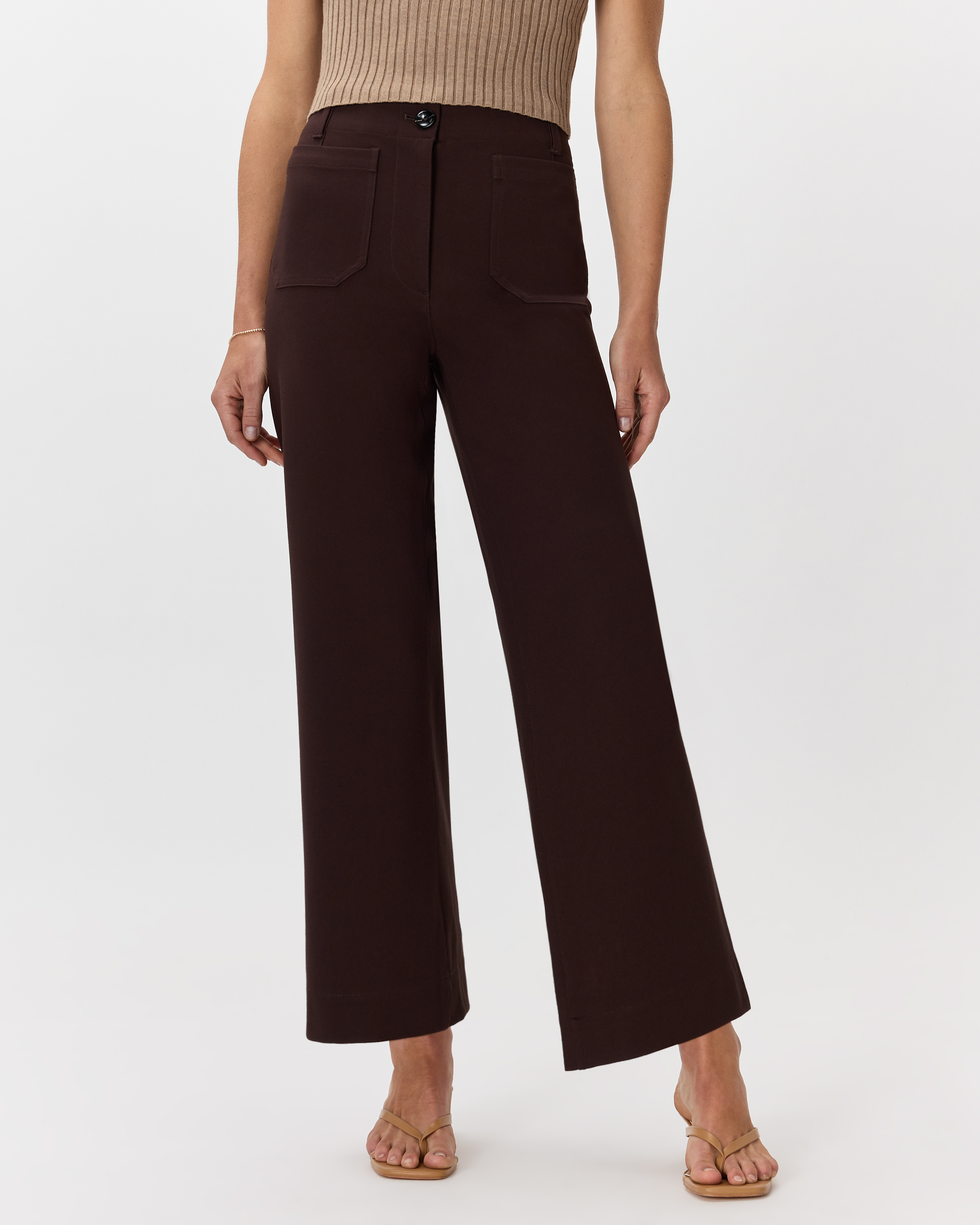 【U LAN】Point lettering brushed wide pants Women's Ponte Pintuck Wide Leg Pants | Lands' End