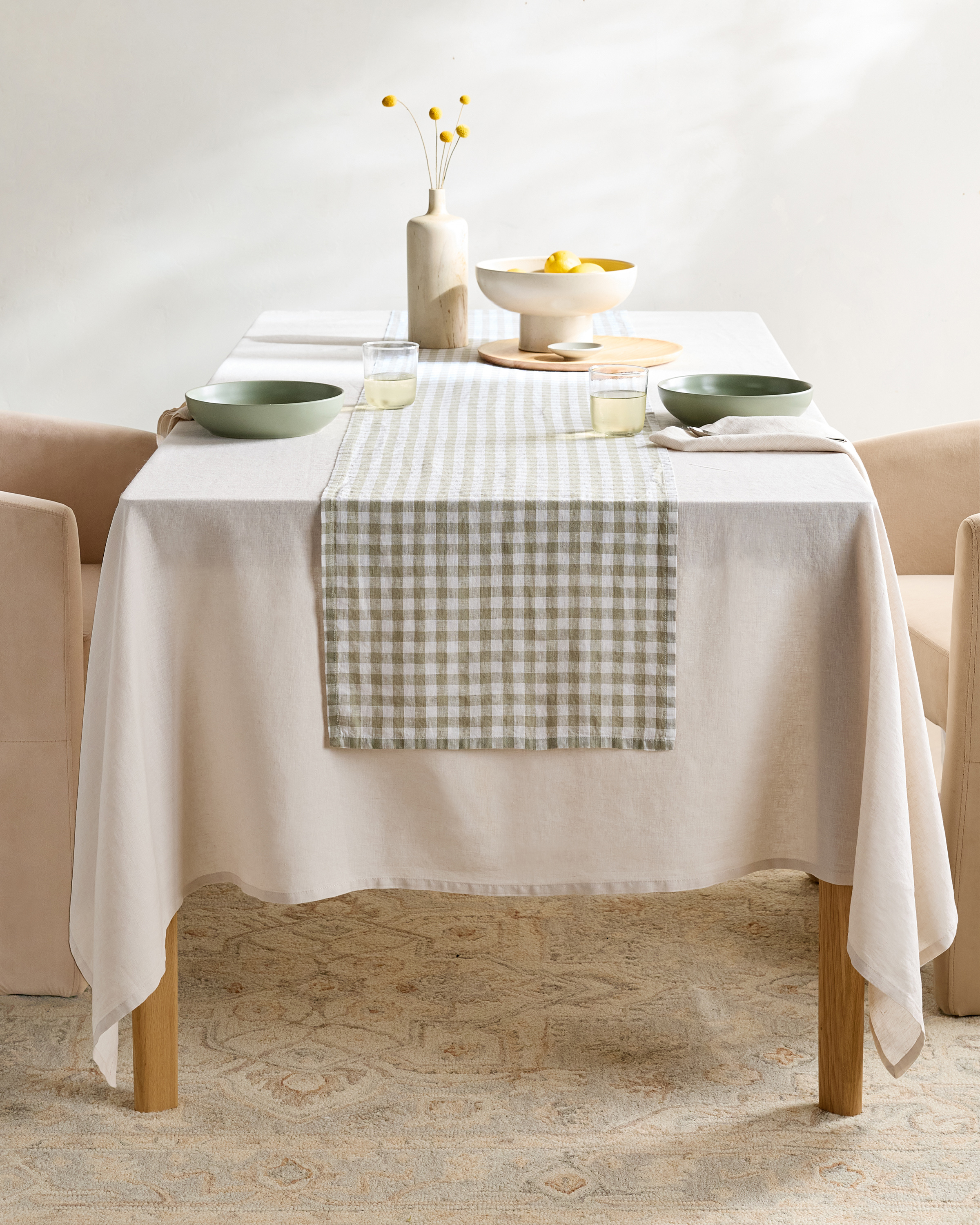 Willowleaf European Linen Gingham Table Runner 