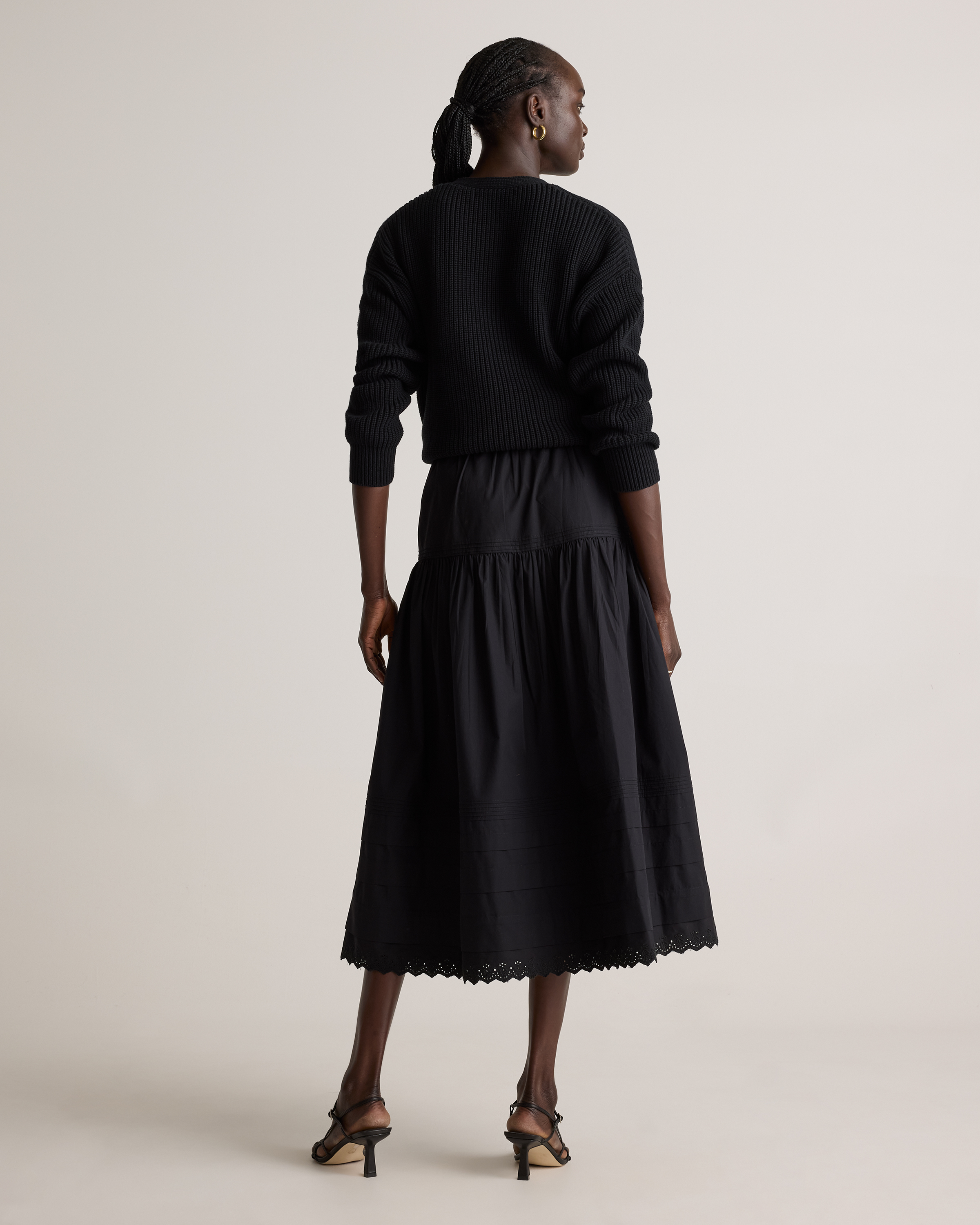 【Anyone more】Racha Pintuck Long Skirt 100% Organic Cotton Poplin Pintuck Maxi Skirt