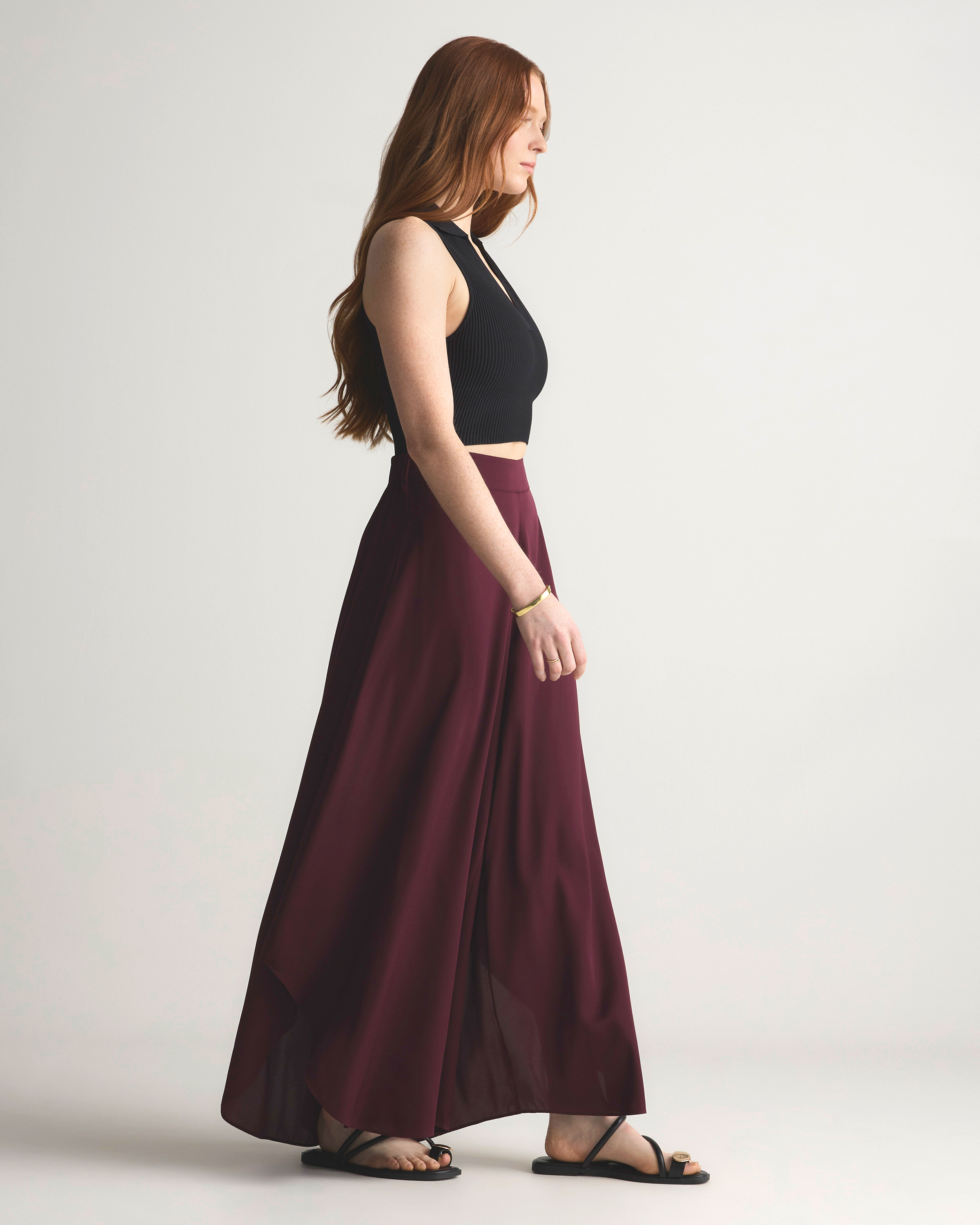 【関税込み】FERRAGAMO PALAZZO SILK PANTS Gathered satin wide-leg pajama pants in black - Ferragamo