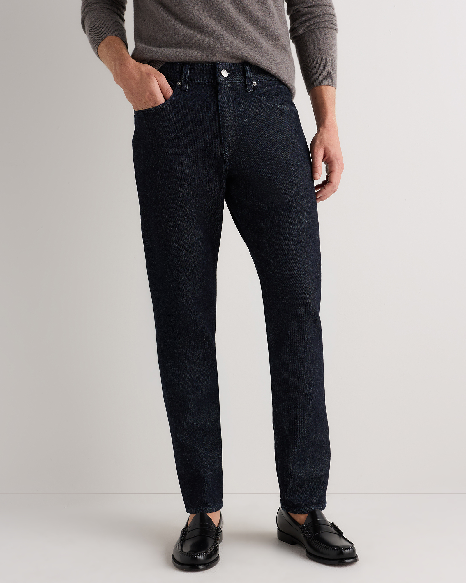 Deep Indigo Warren Stretch Athletic Tapered Jeans