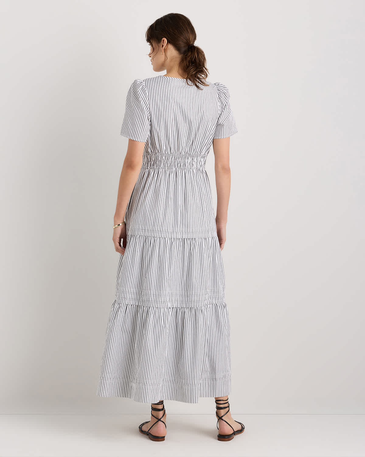 100% Organic Cotton Tiered Maxi Dress in Delta Blue Double Stripe 100% Organic Cotton Tiered Maxi Dress in Delta Blue Double Stripe