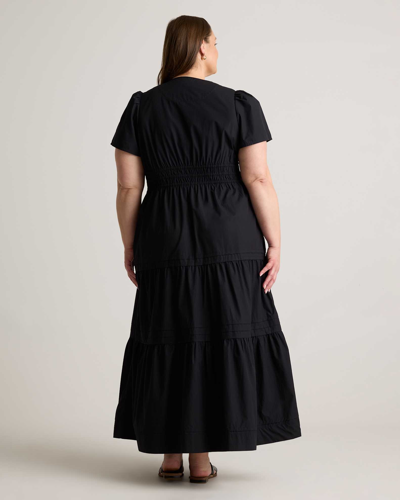 100% Organic Cotton Tiered Maxi Dress - Plus Size in Black 100% Organic Cotton Tiered Maxi Dress - Plus Size in Black