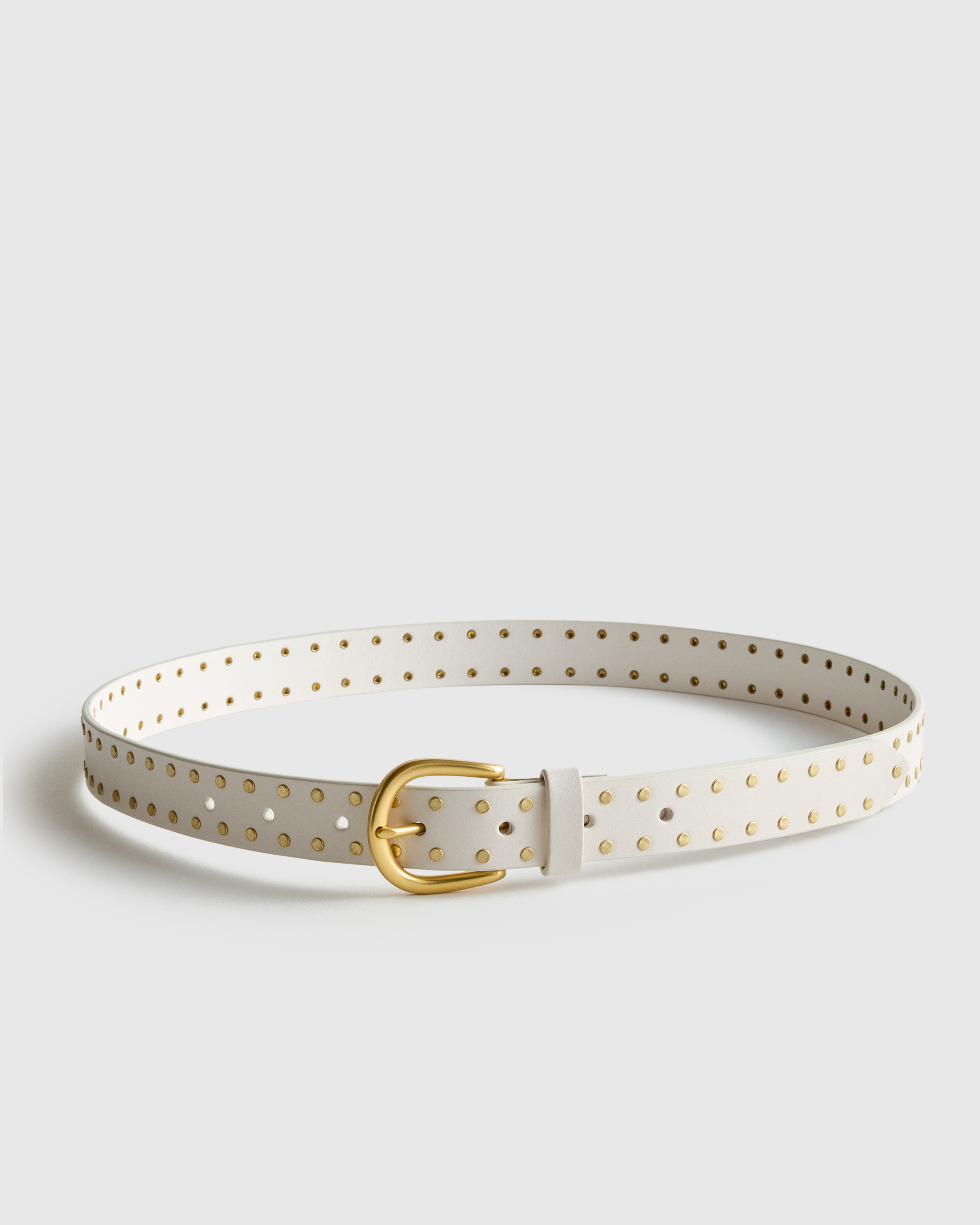Bone Ellie European Leather Flat Stud Belt