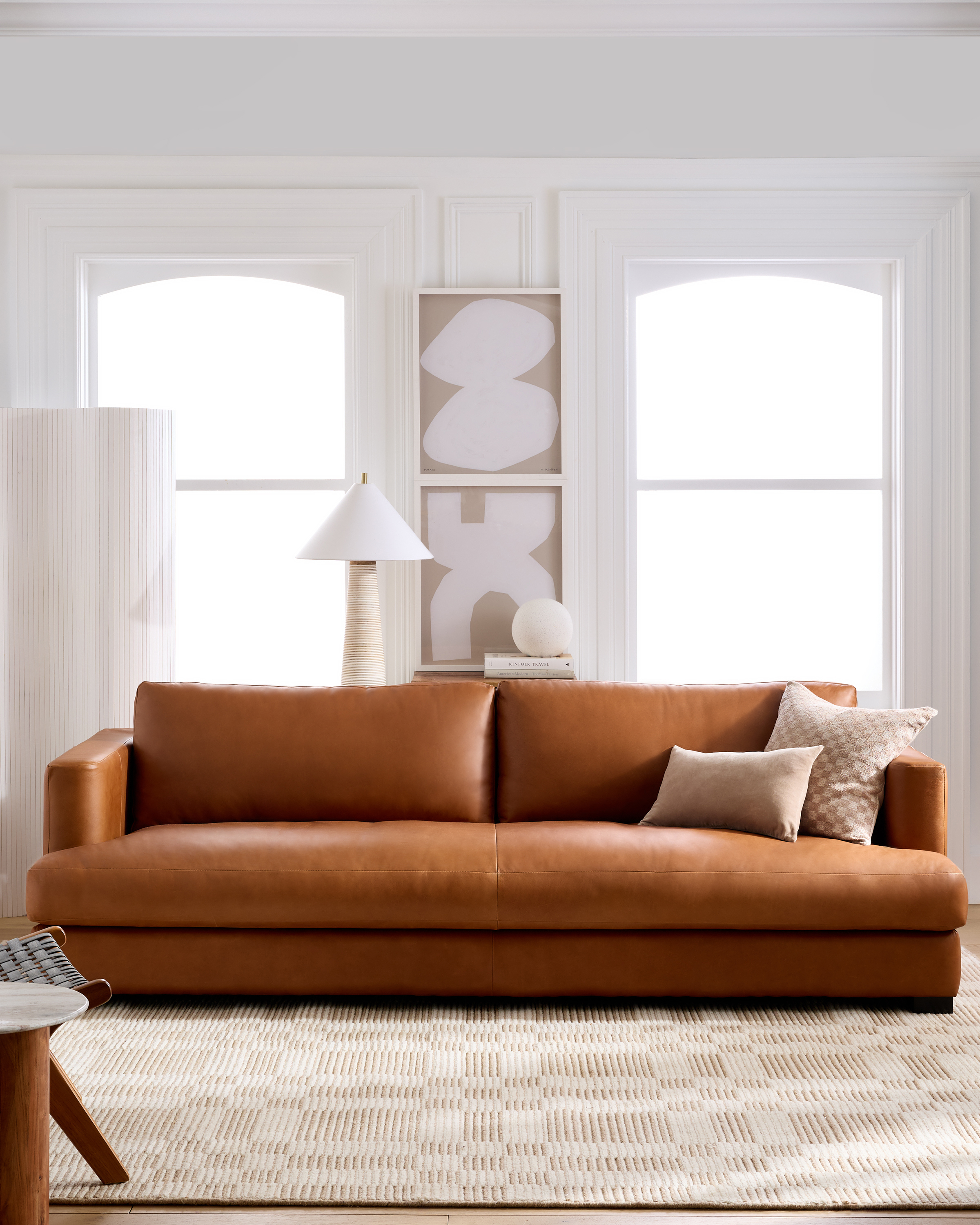 Genuine Leather Track Arm Sofa