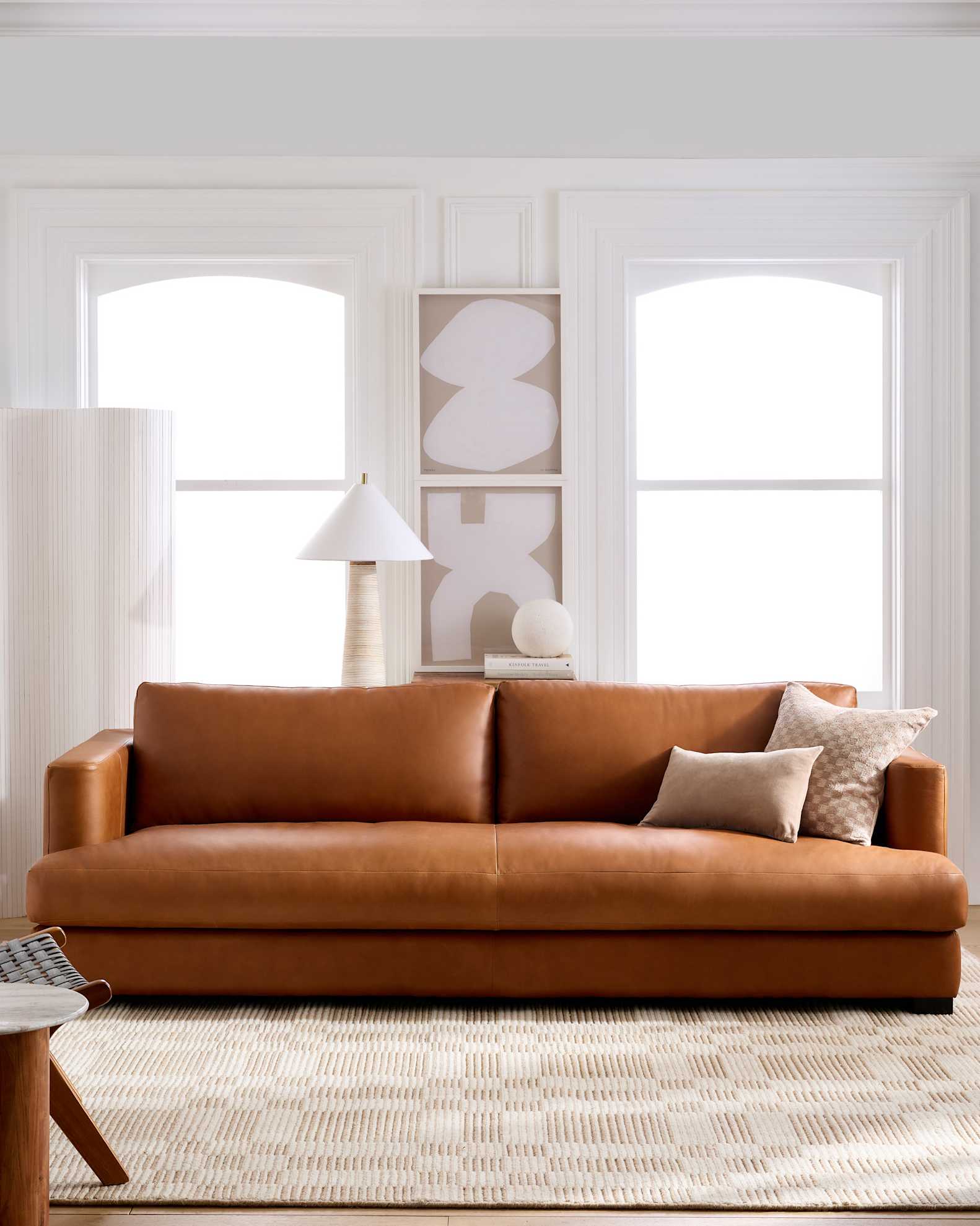 Genuine Leather Track Arm Sofa