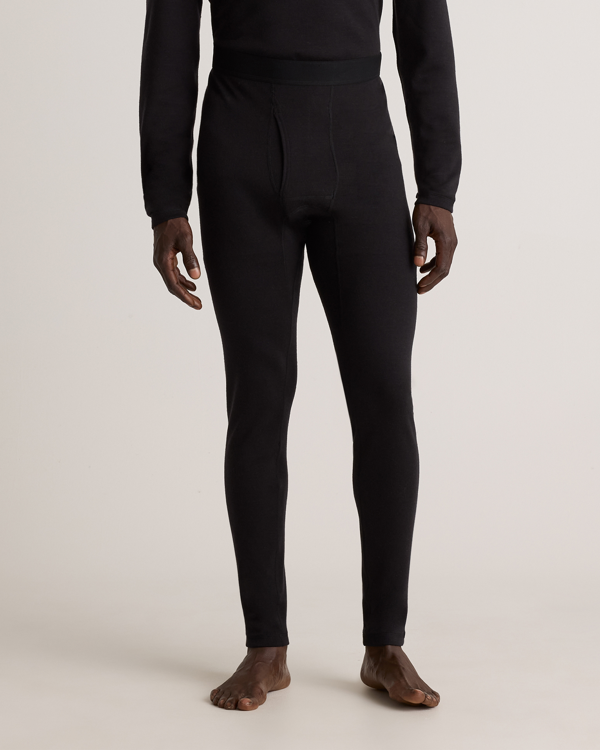 Black 100% Merino Wool Cold Weather Base Layer Bottoms