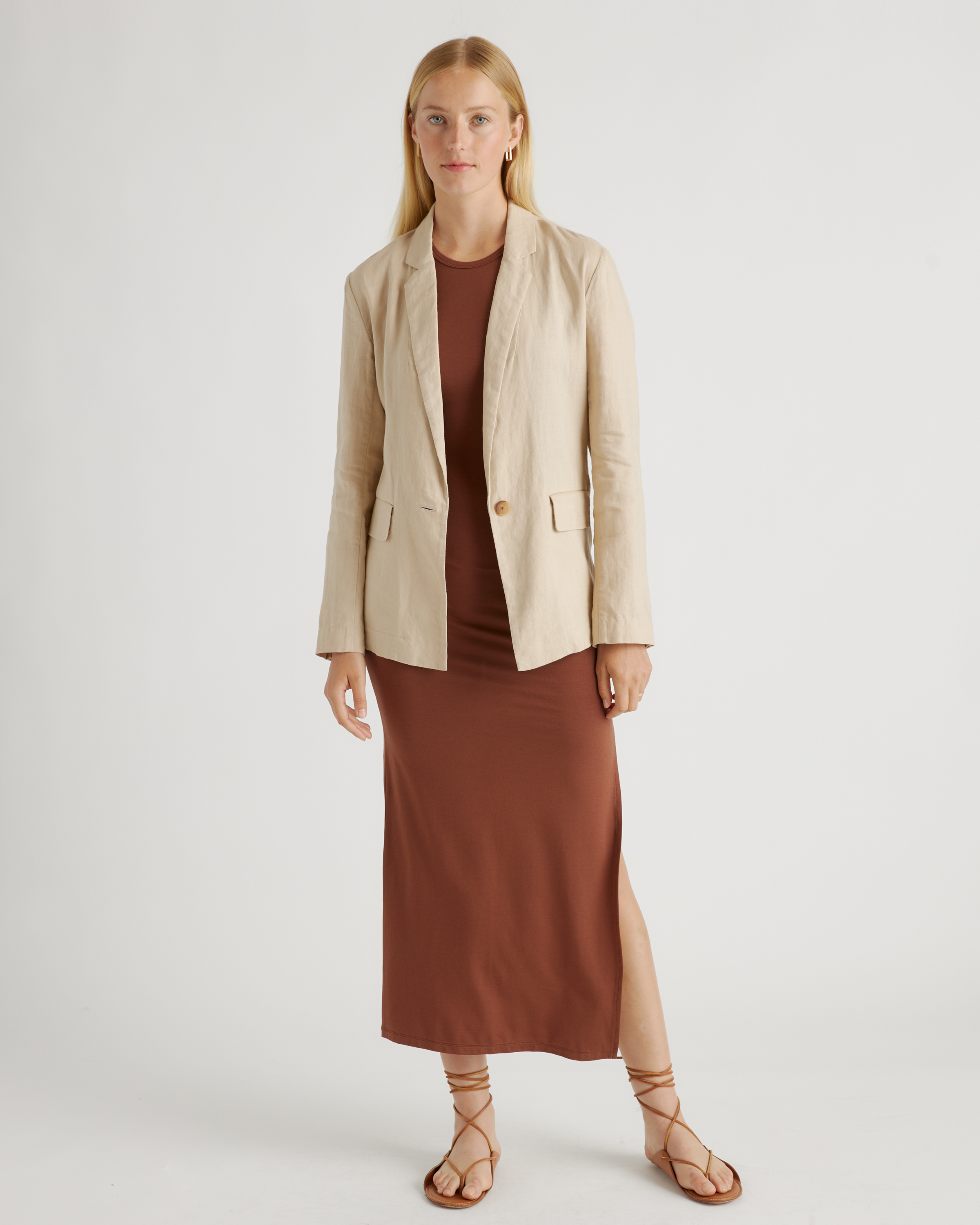 tank maxi dress brown Brown Fitted Cutout Maternity Maxi Tank Dress