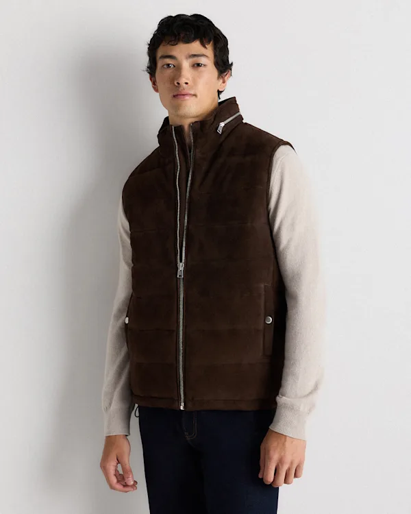 100% Suede Puffer Vest
