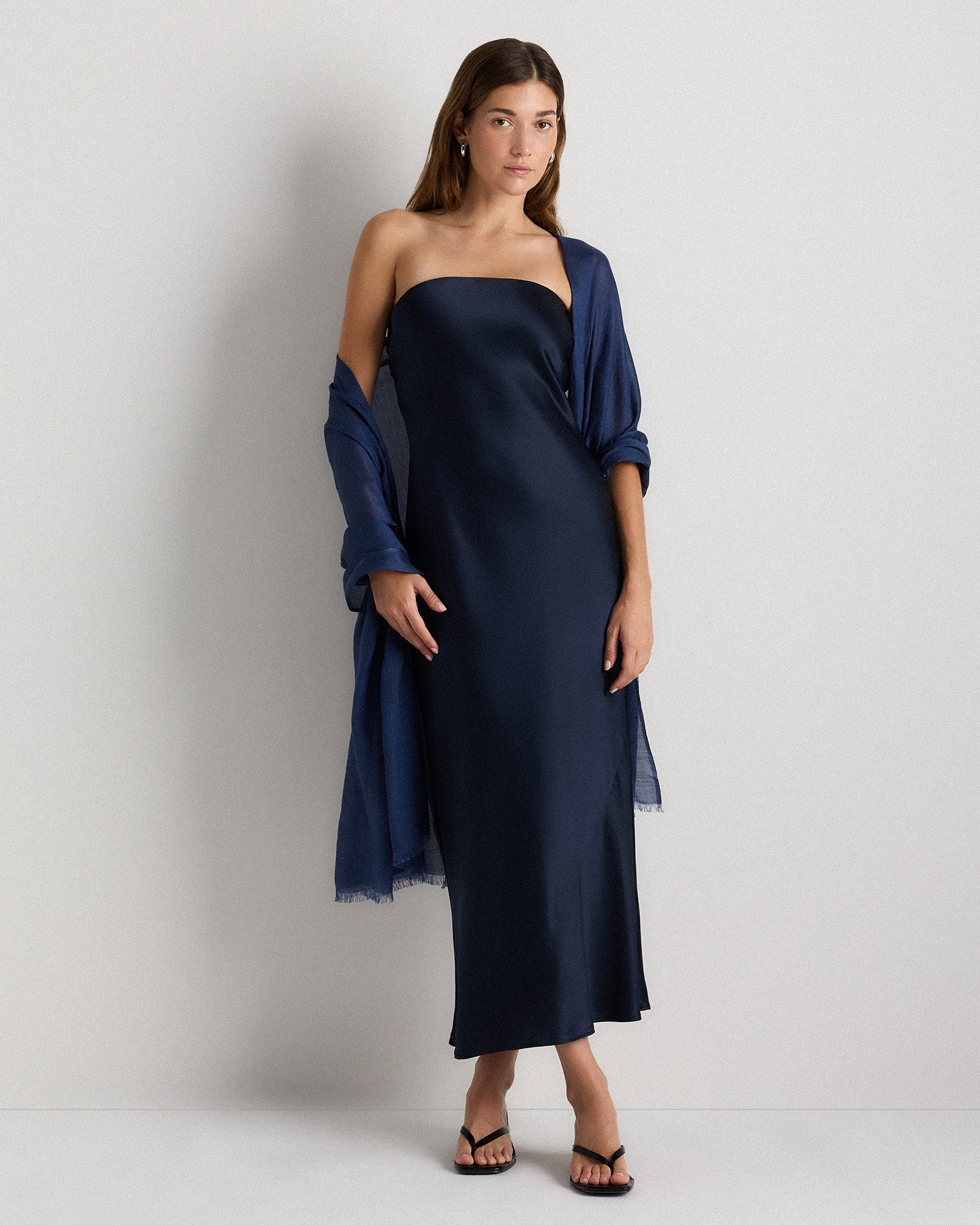 Navy Crystal Embellished Featherweight Cashmere Silk Wrap