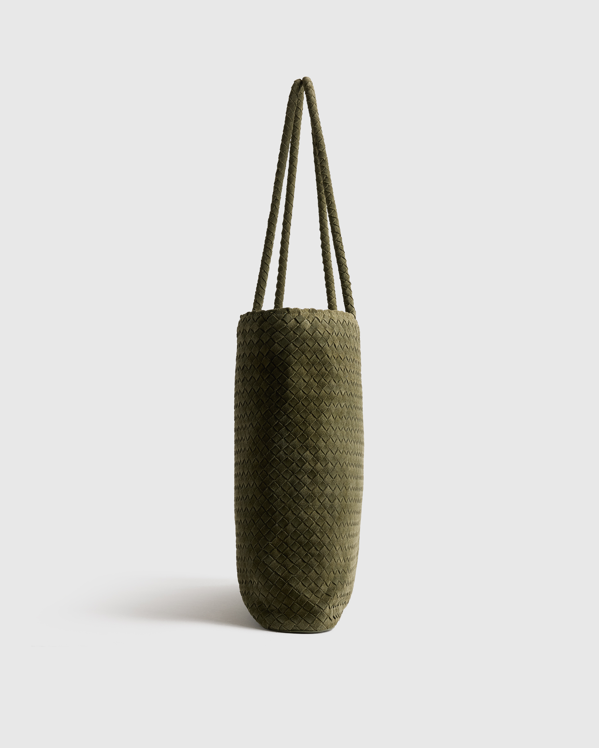 Siena Suede Handwoven Tote in Olive
