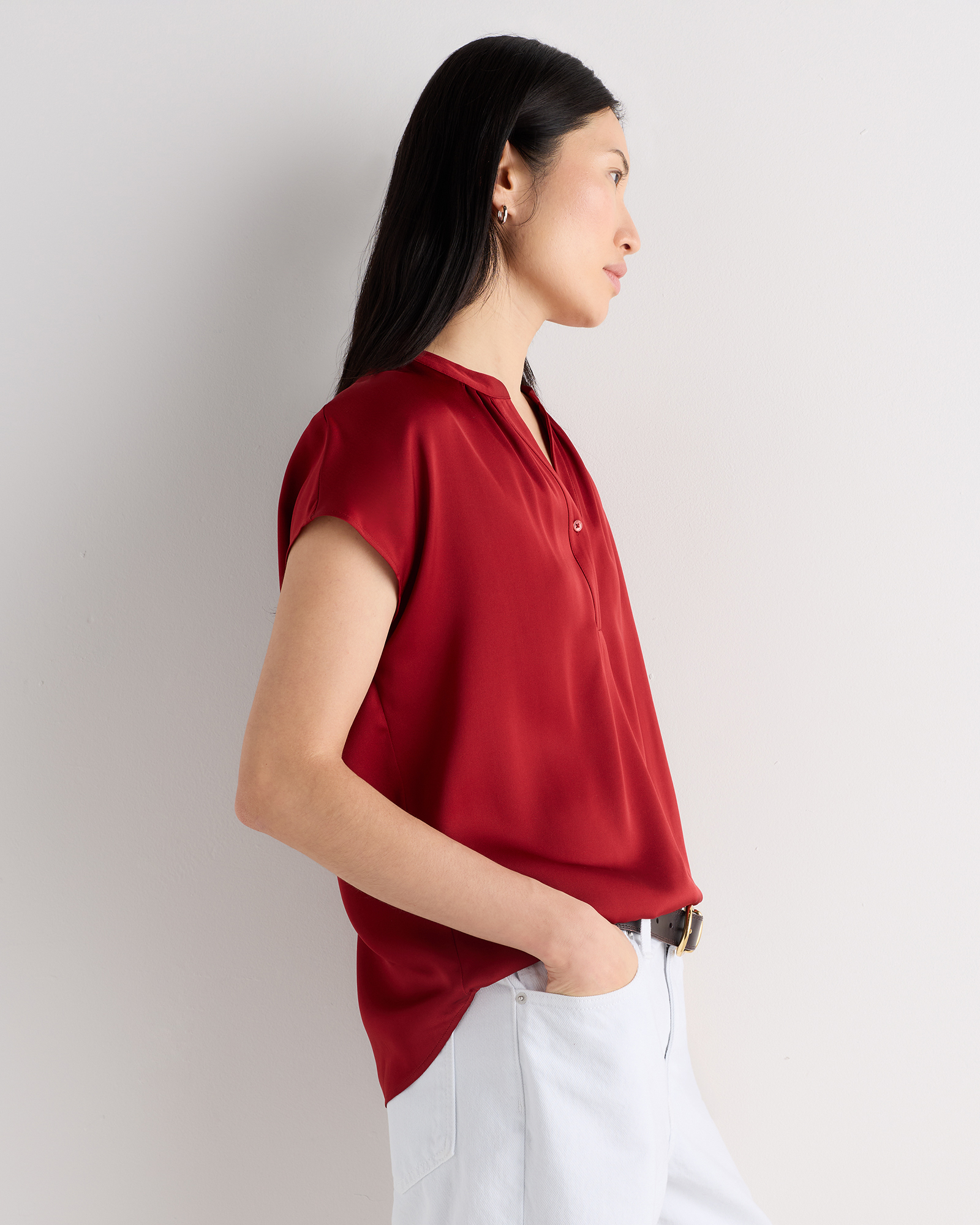 Women's Washable Stretch Silk Dolman Sleeve Blouse