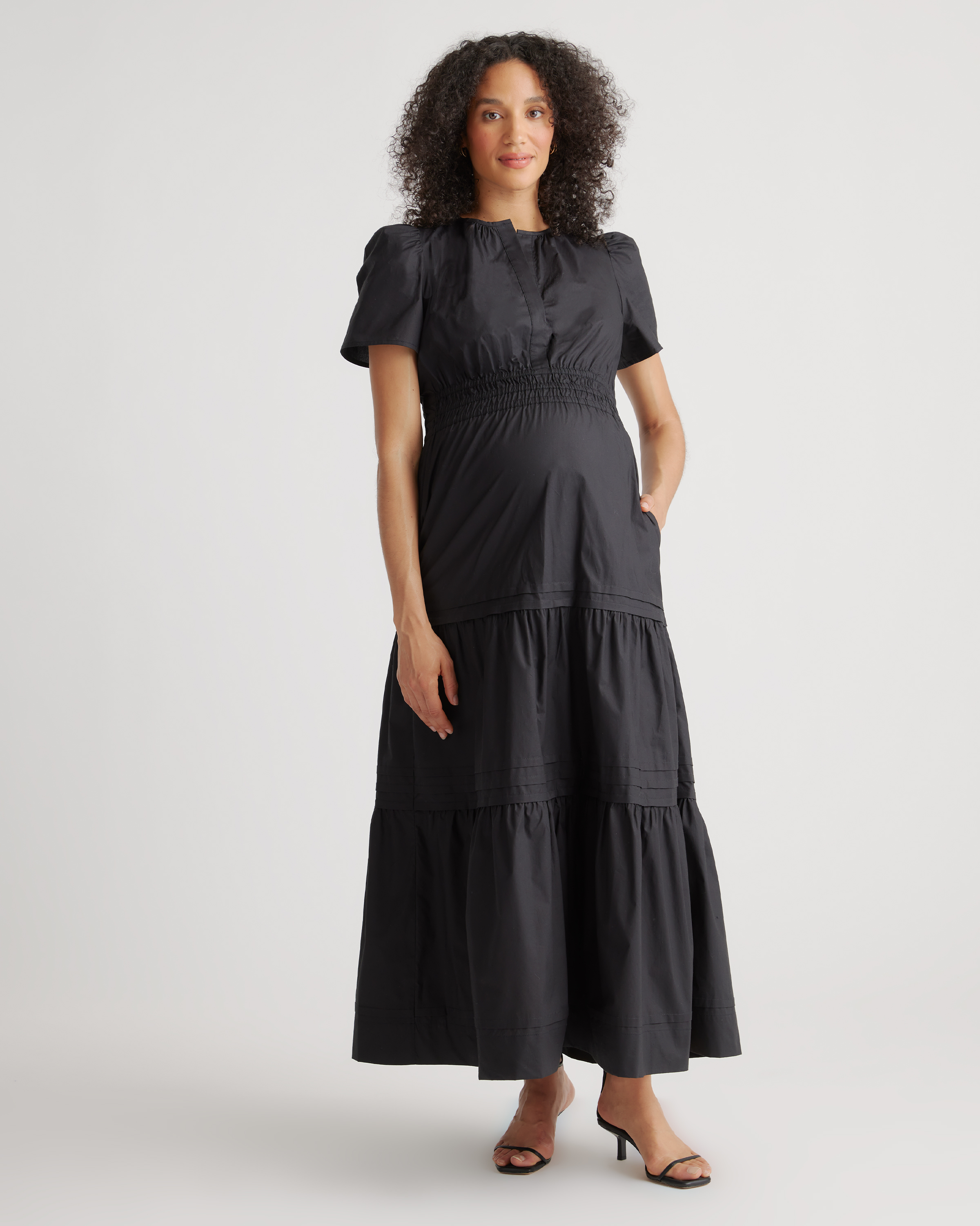 white christmas dresses Red Plaid Sleeveless Cotton Maternity Maxi Dress – PinkBlush main image 1