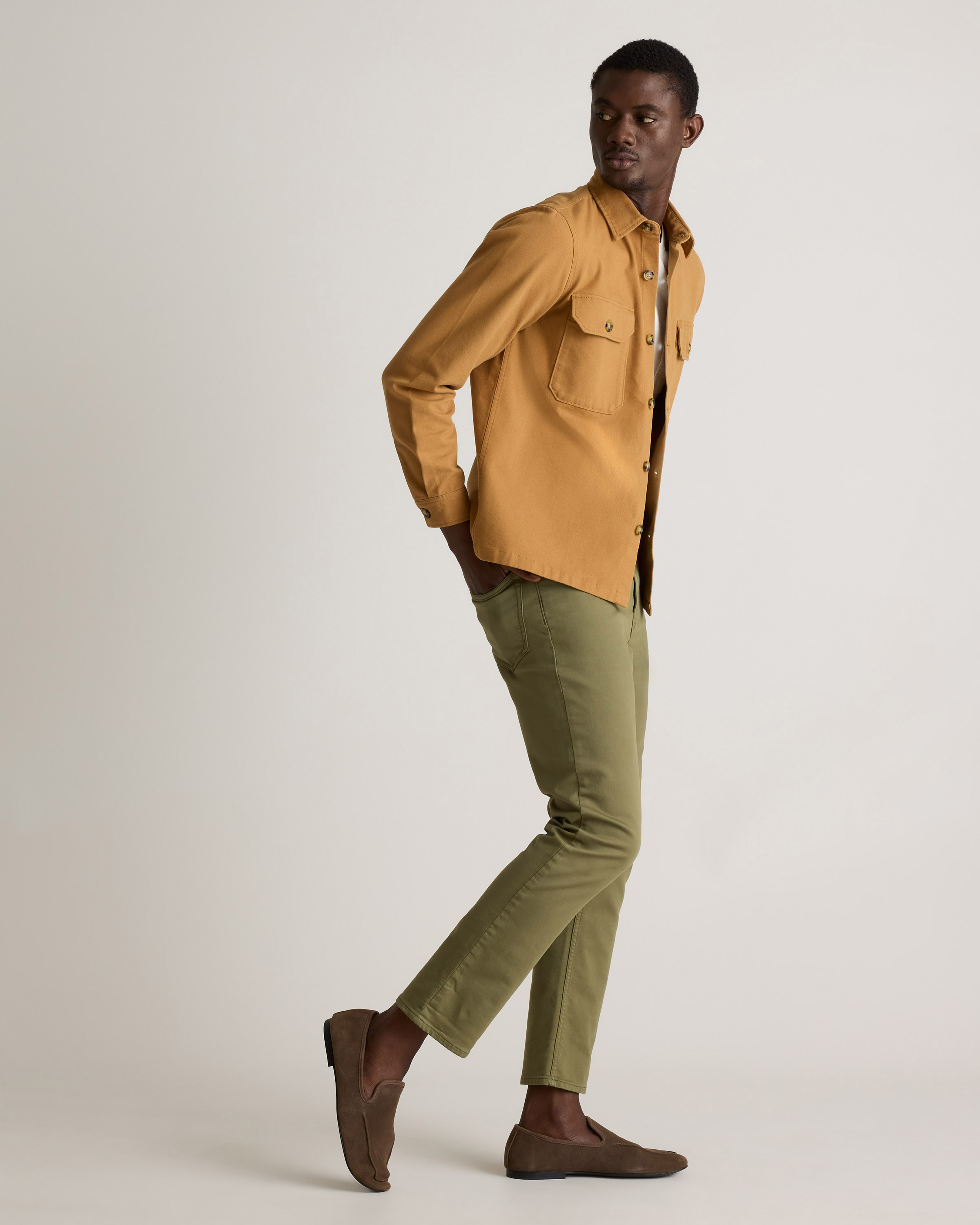Double-Brushed Stretch Overshirt Jacket