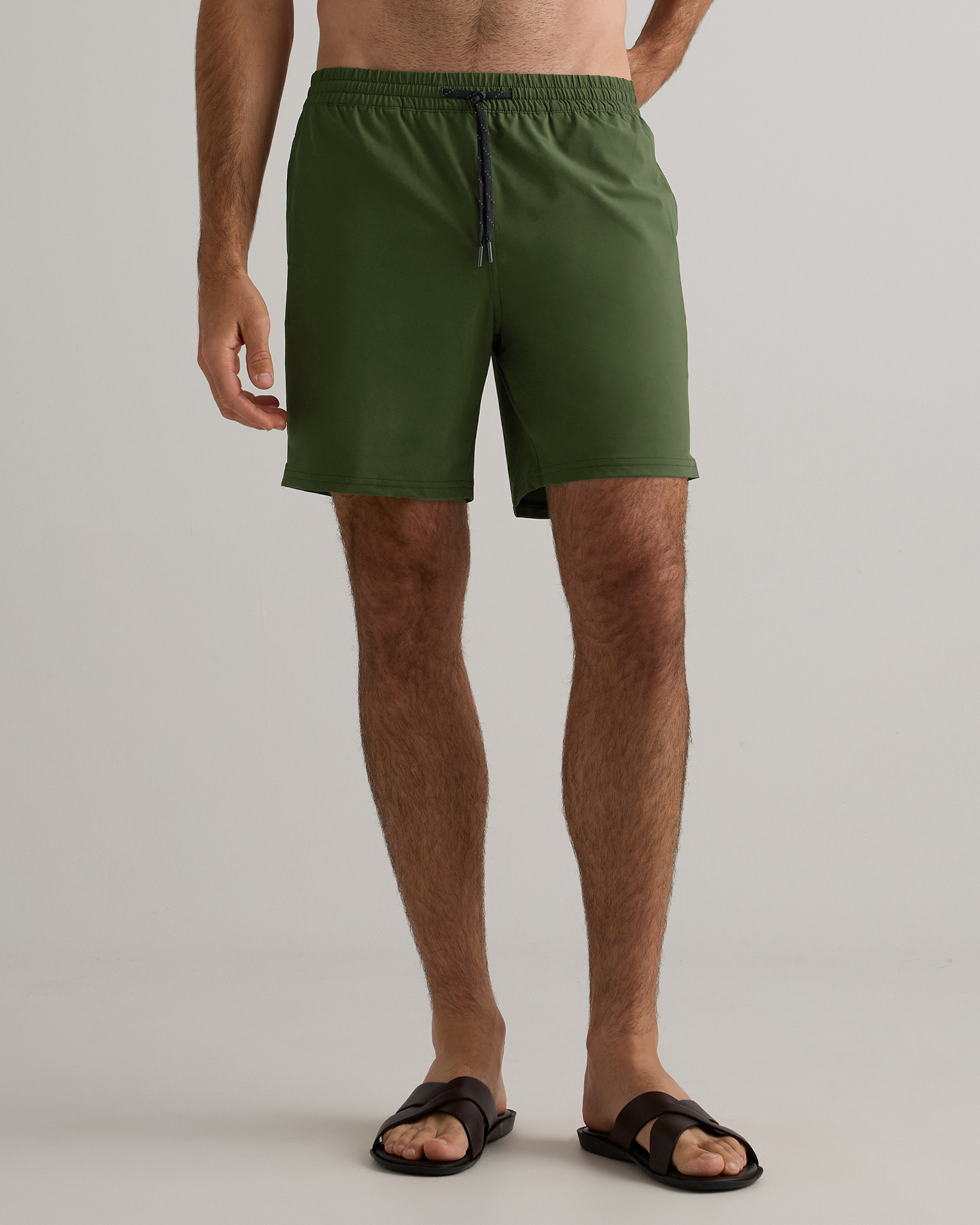 Olive Italian Swim Trunks - 7"