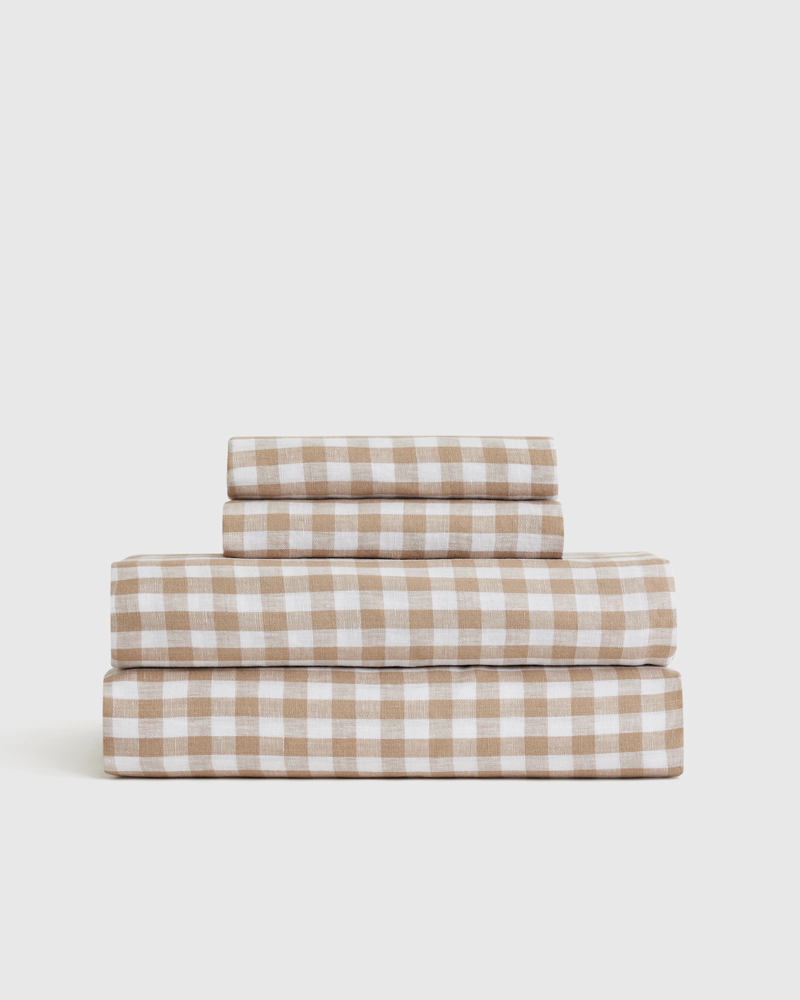 100% European Linen Gingham Sheet Set (Twin) by Quince