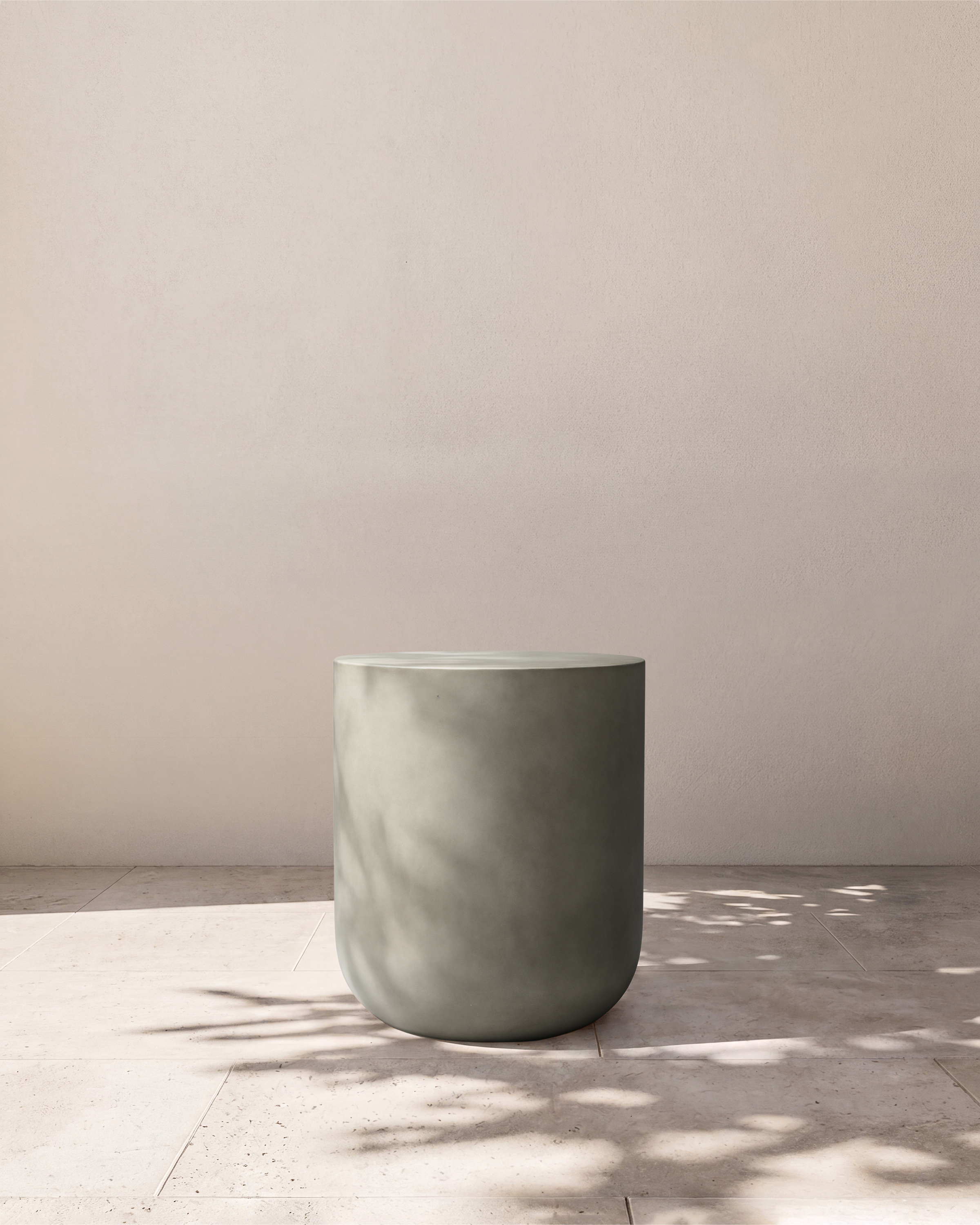 Grey Concrete Drum Indoor/Outdoor Side Table