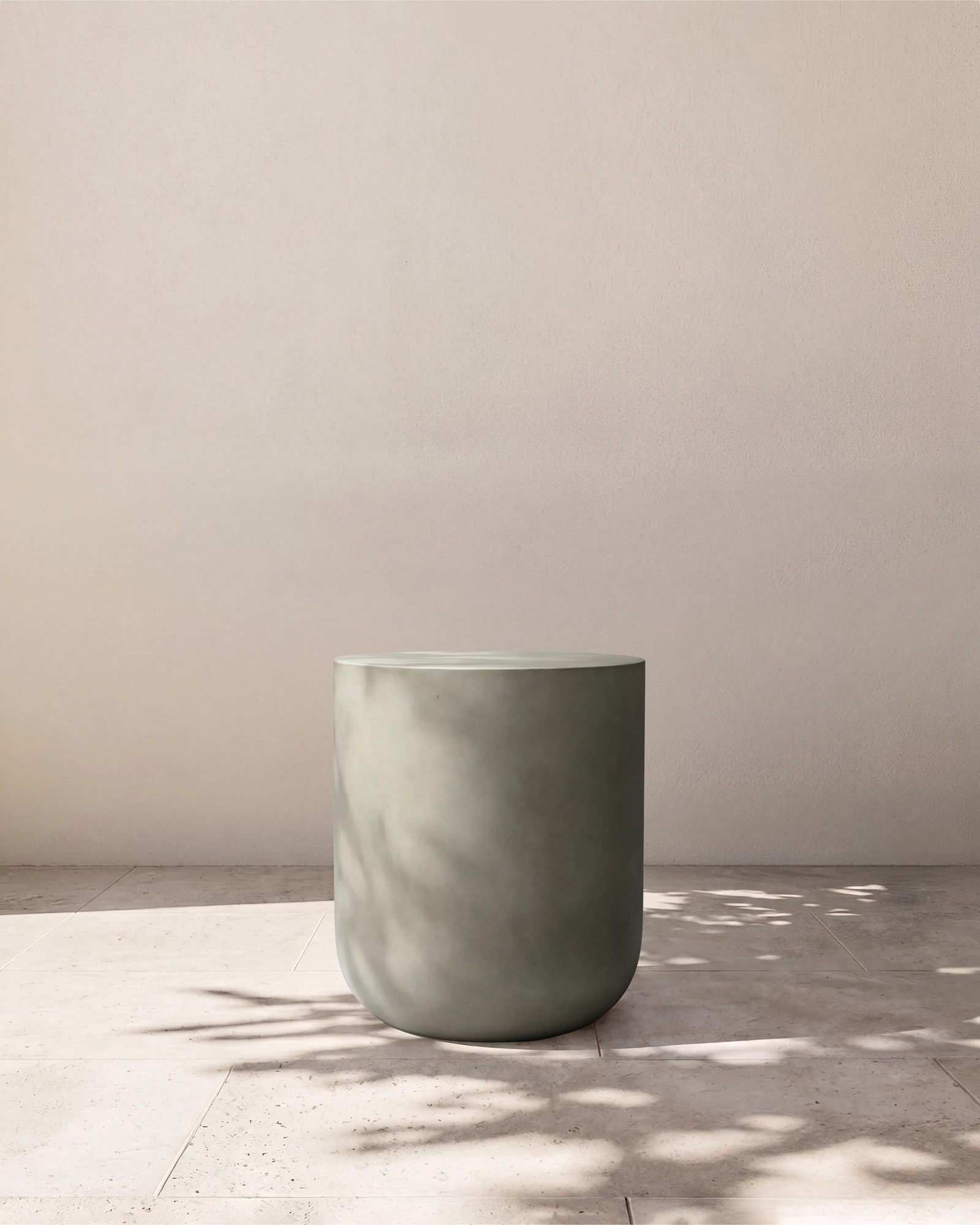 Concrete Drum Outdoor Side Table in Grey