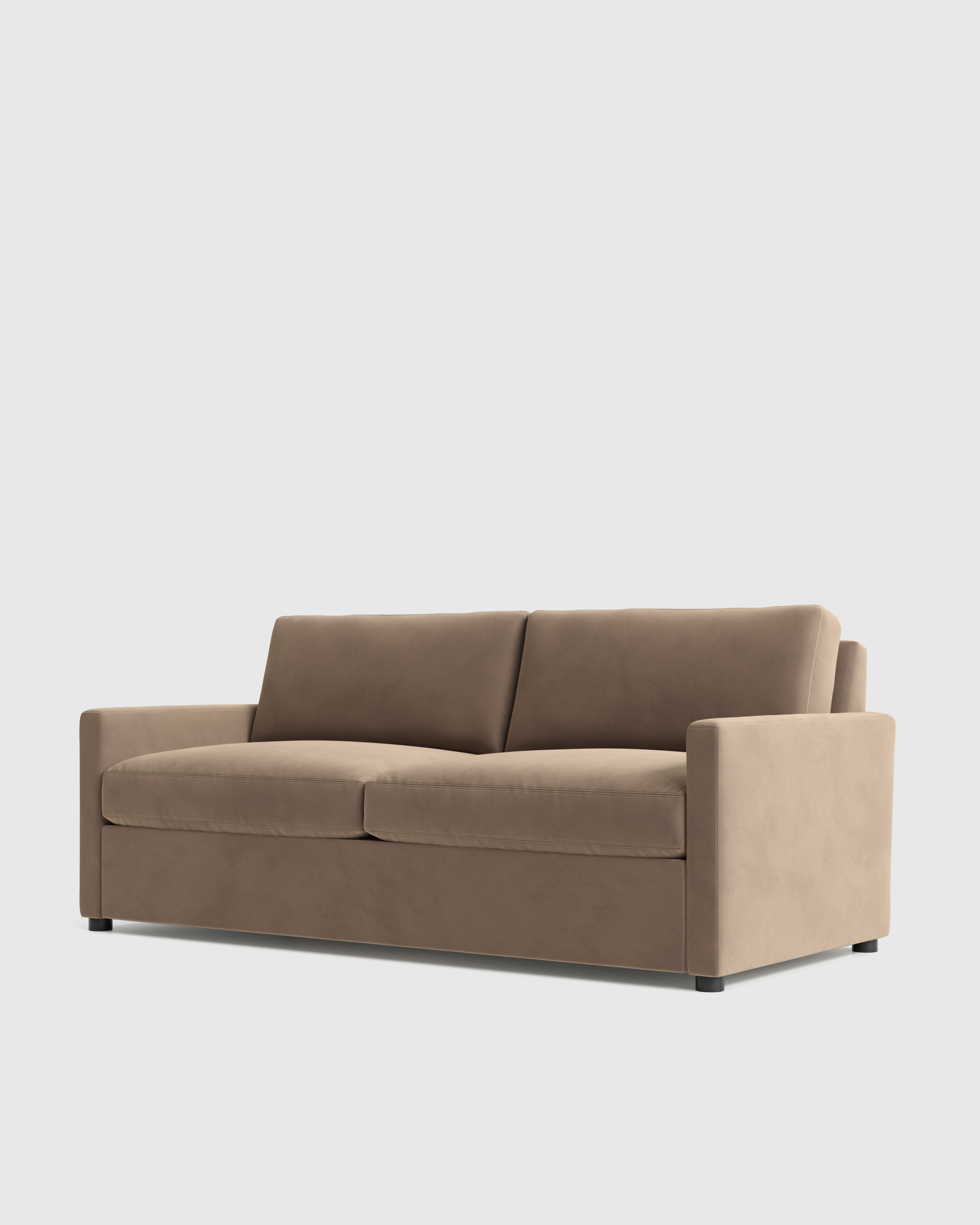 Narrow Track Arm 7FT Sofa Performance velvet Taupe Front Angle