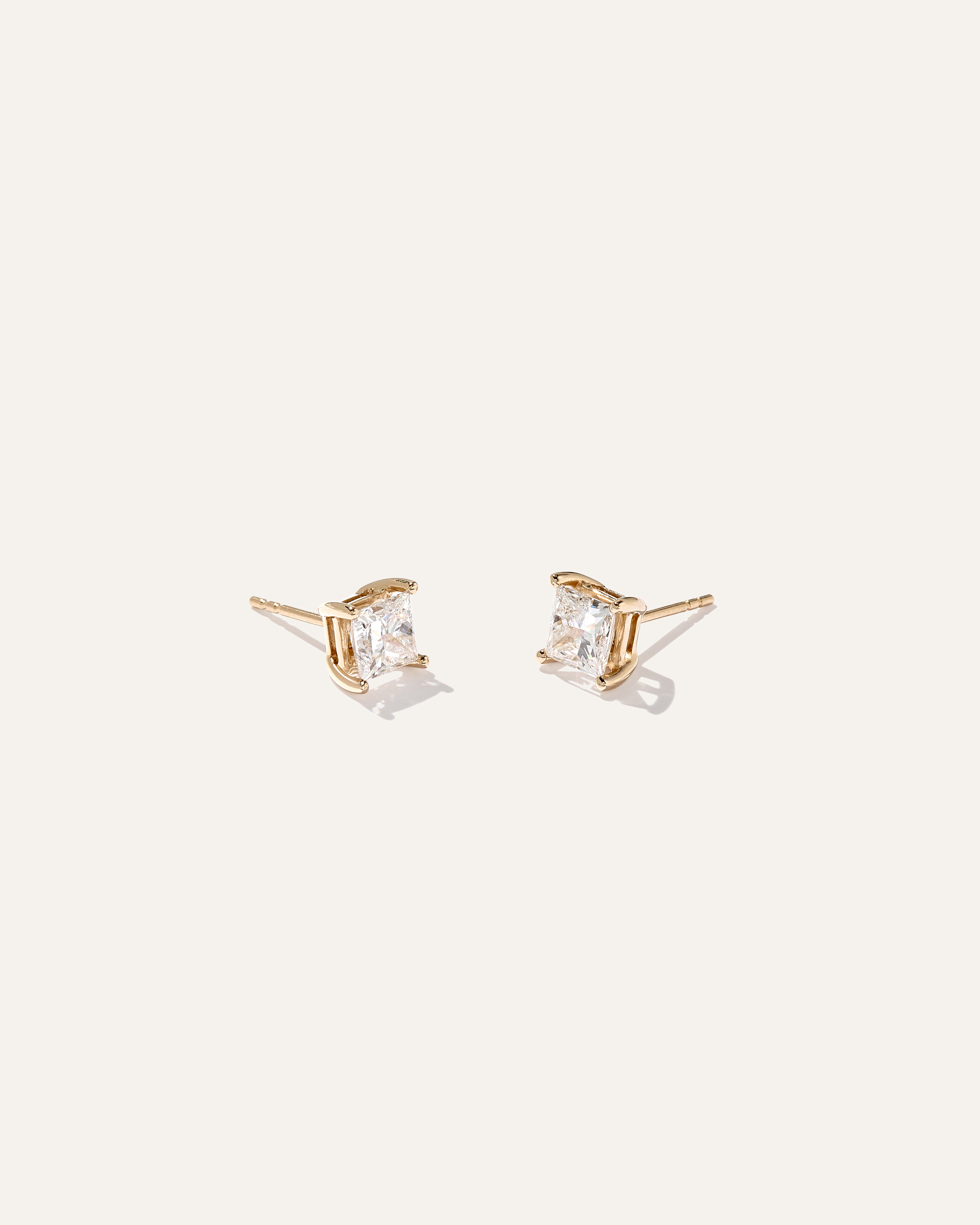 Yellow Gold 14K Gold Lab Grown Diamond Princess Solitaire Studs