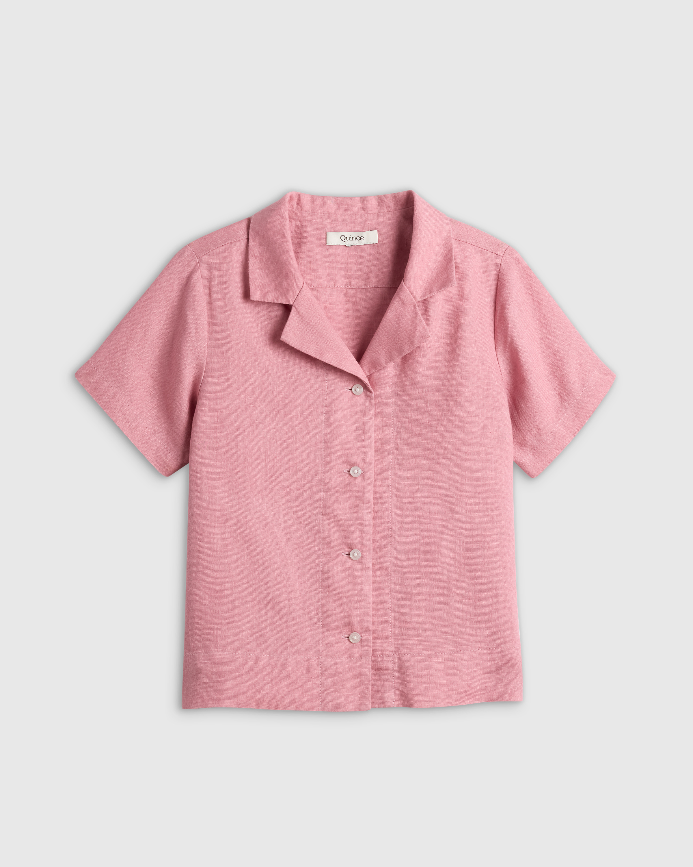 Mauve Mist 100% European Linen Short Sleeve Camp Shirt