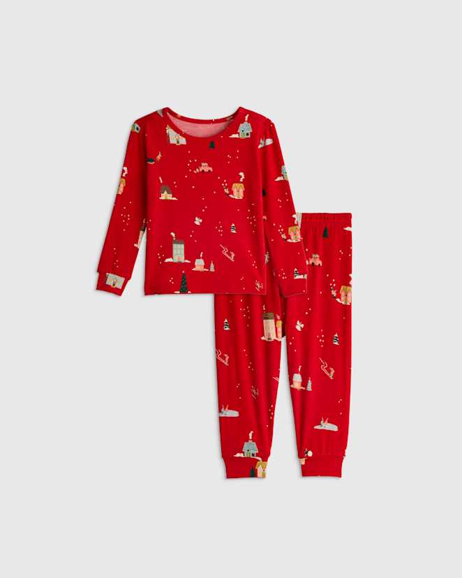 U--820 BABY Bamboo Long Sleeve and Pant Pajama Set Holiday Scenic