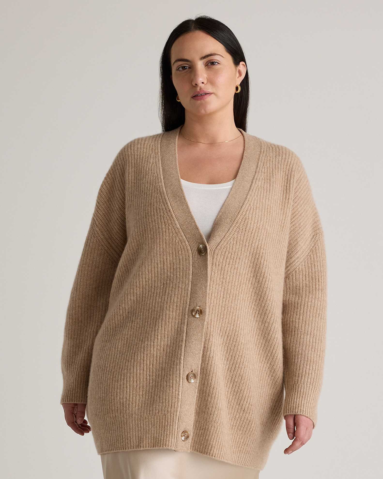 Mongolian Cashmere Oversized Boyfriend Cardigan Sweater Plus