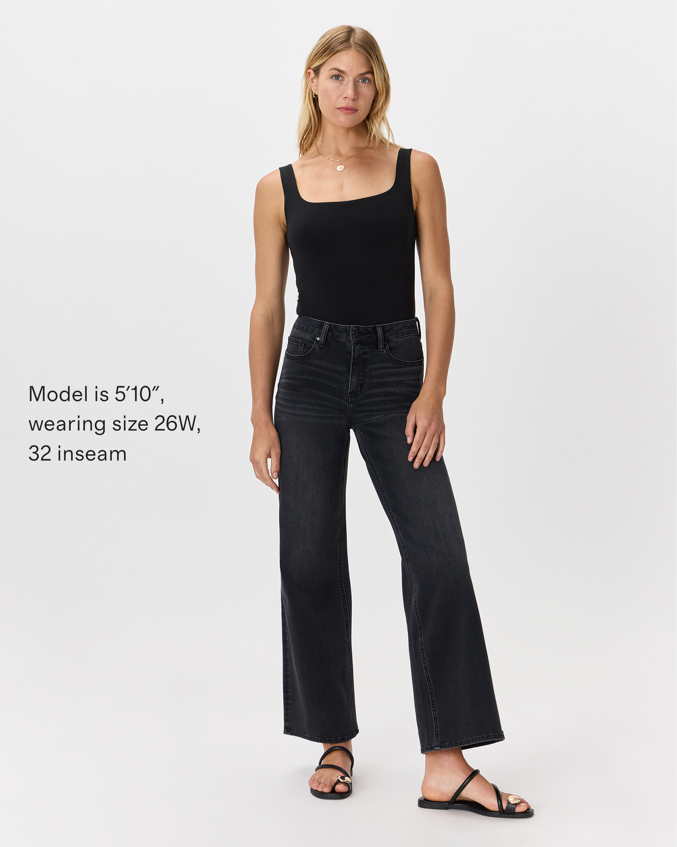 Bella Stretch Wide Leg Jeans in Faded Black