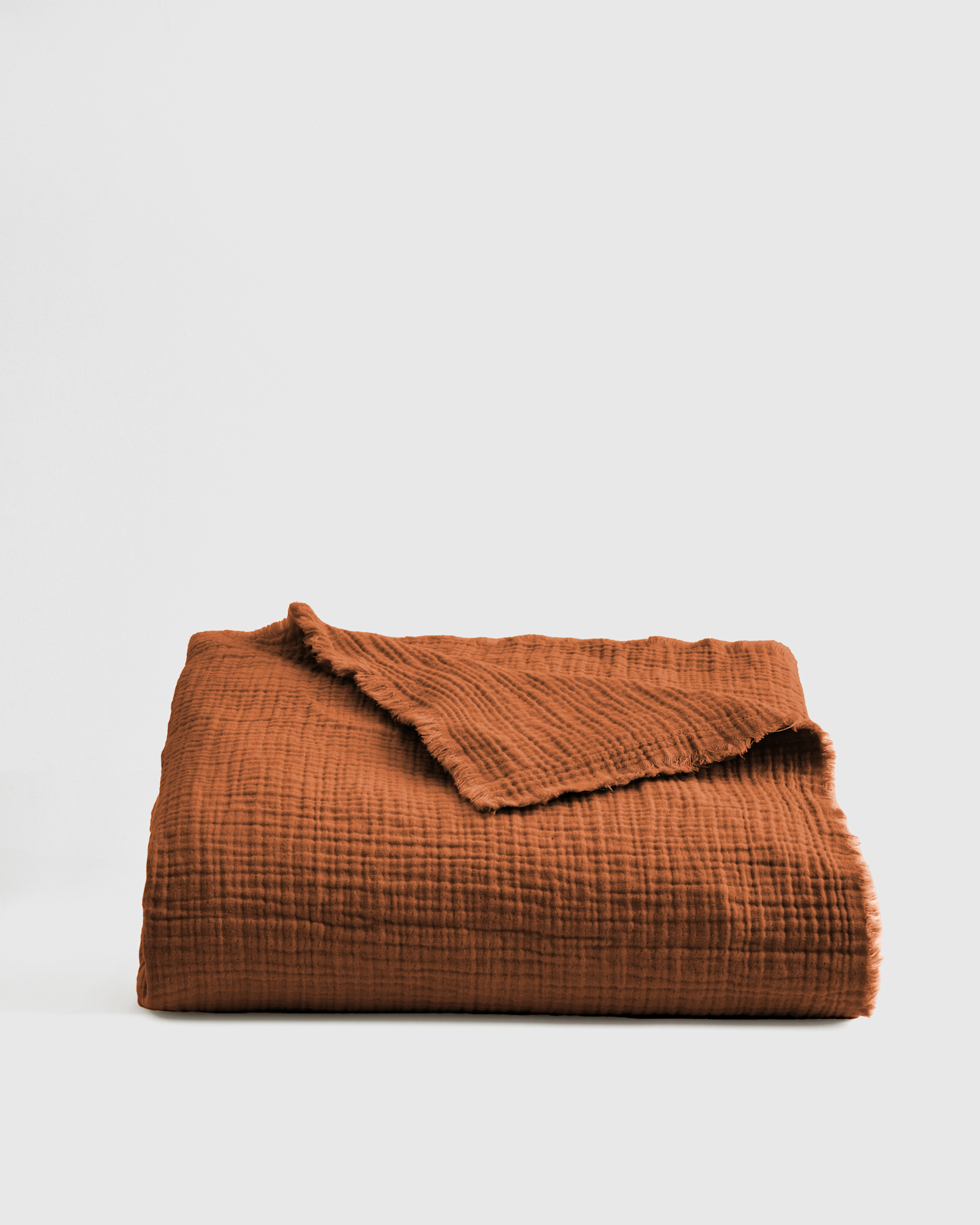 Organic Airy Gauze Throw - Throw Blanket, Terracotta