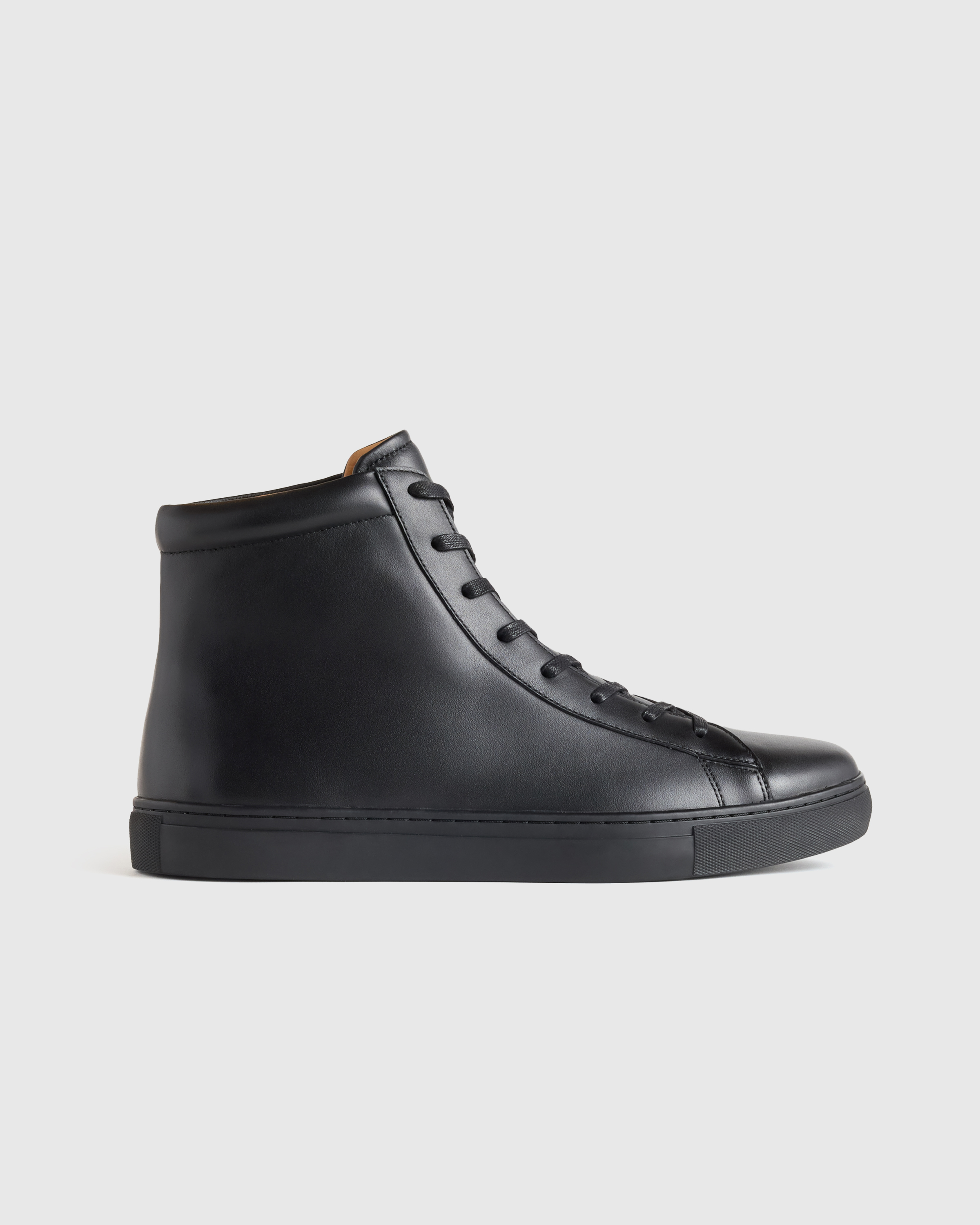 Black Italian Leather High Top Everyday Sneaker