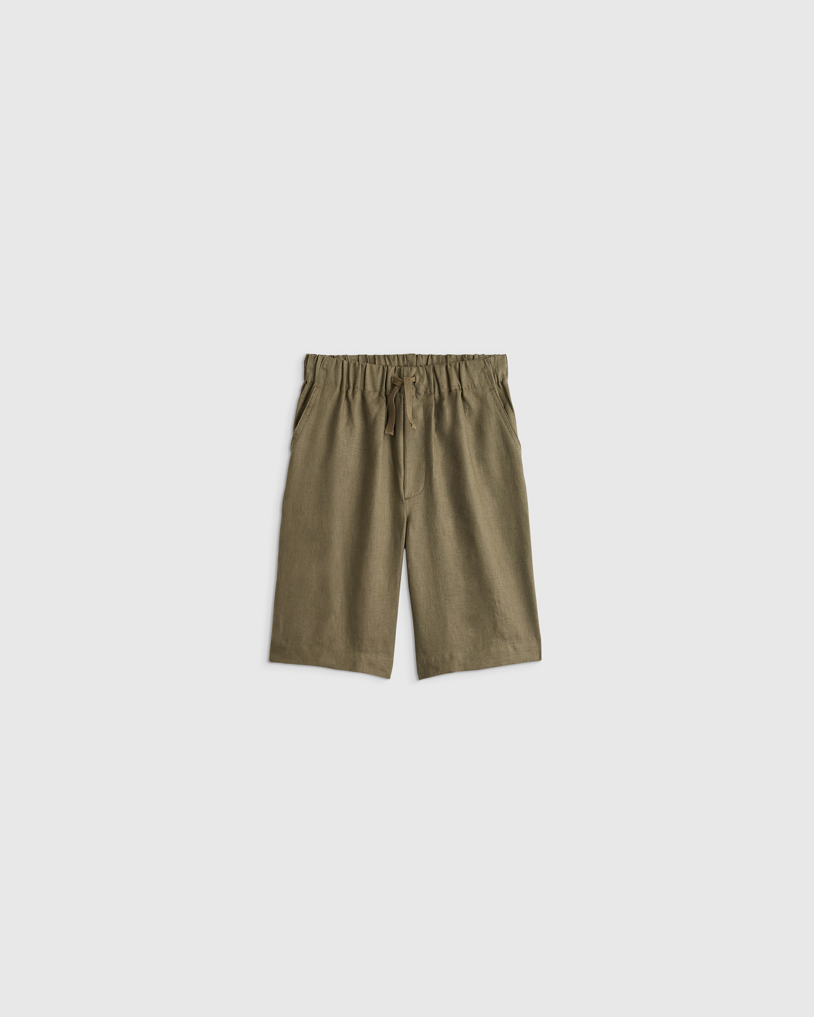Bayberry Olive 100% European Linen Pull-On Shorts