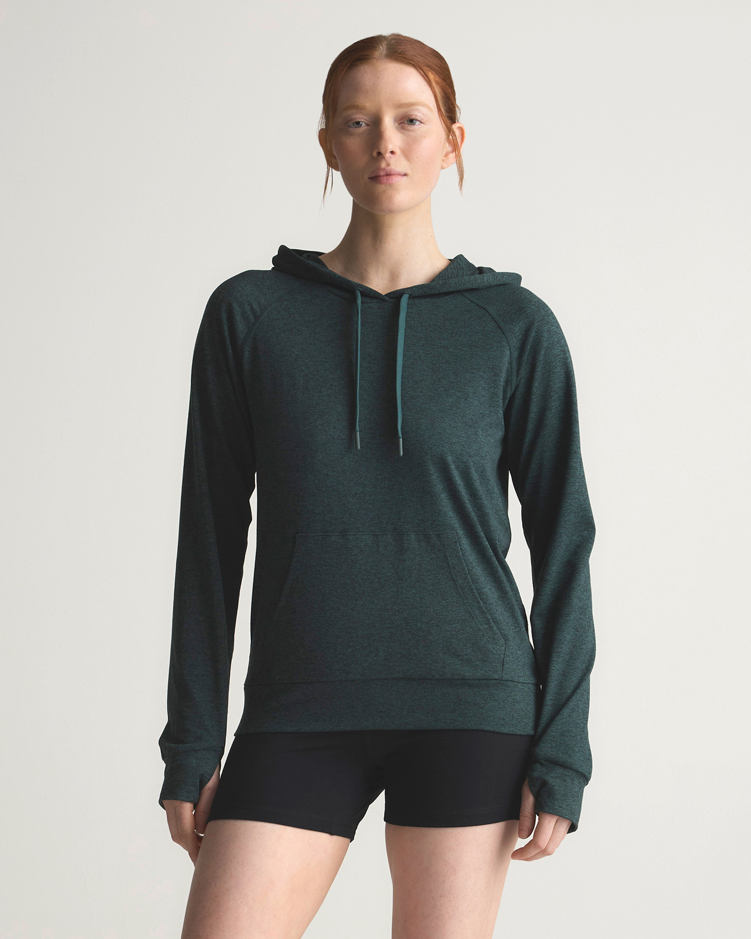 Heather Green Flowknit Pullover Hoodie