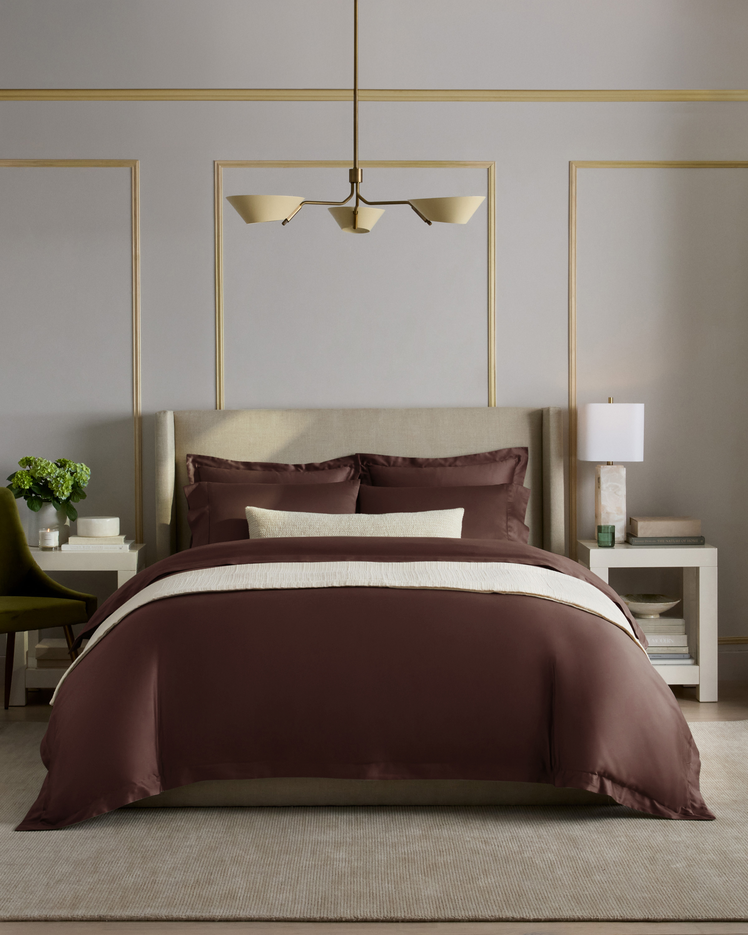 Espresso Ensemble de housse de couette Signature en satinette de coton Giza