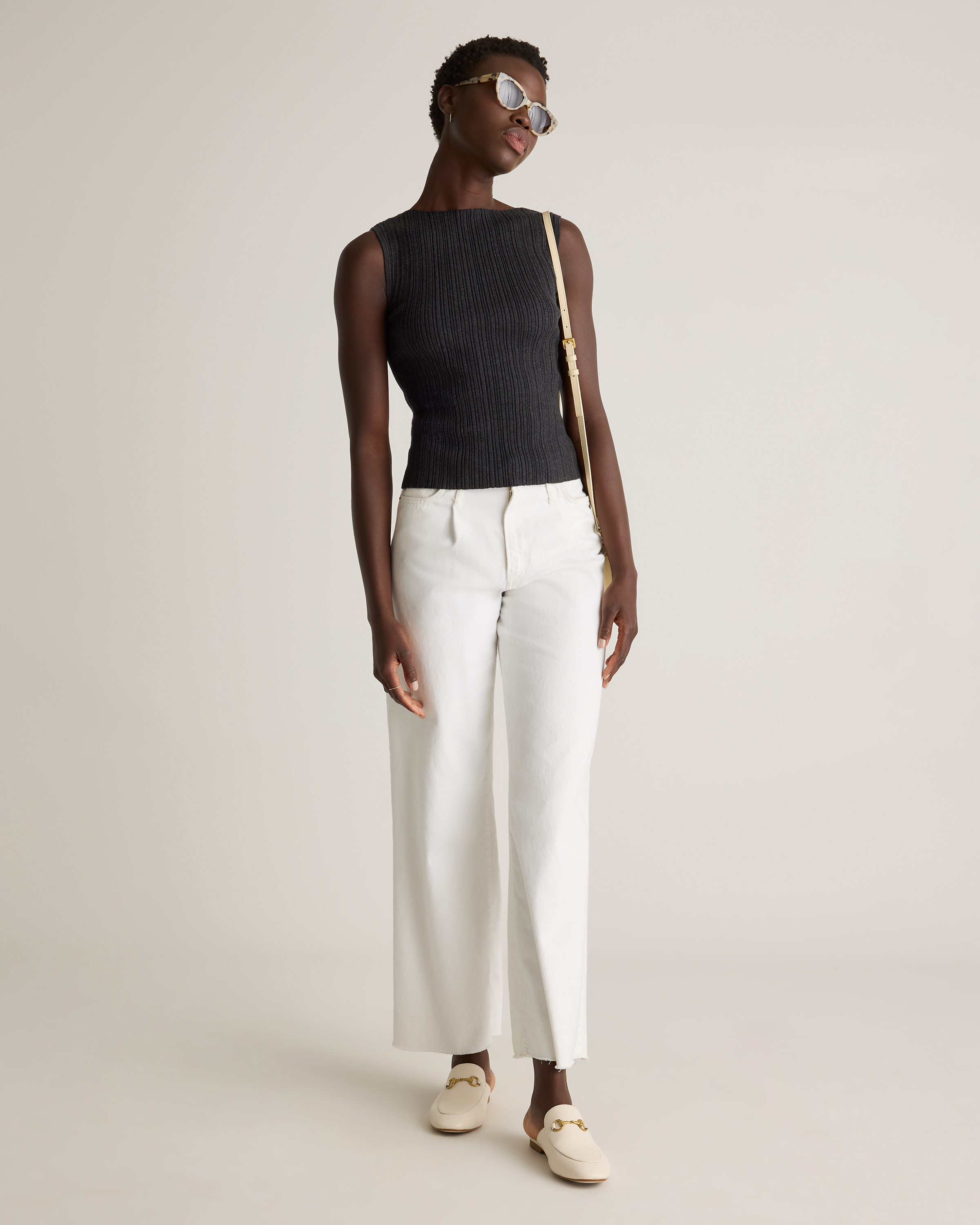 トップス PICEA Ex. BABY CASHMERE RIB TANK TOP Cotton Cashmere Ribbed Tank in Heather Charcoal