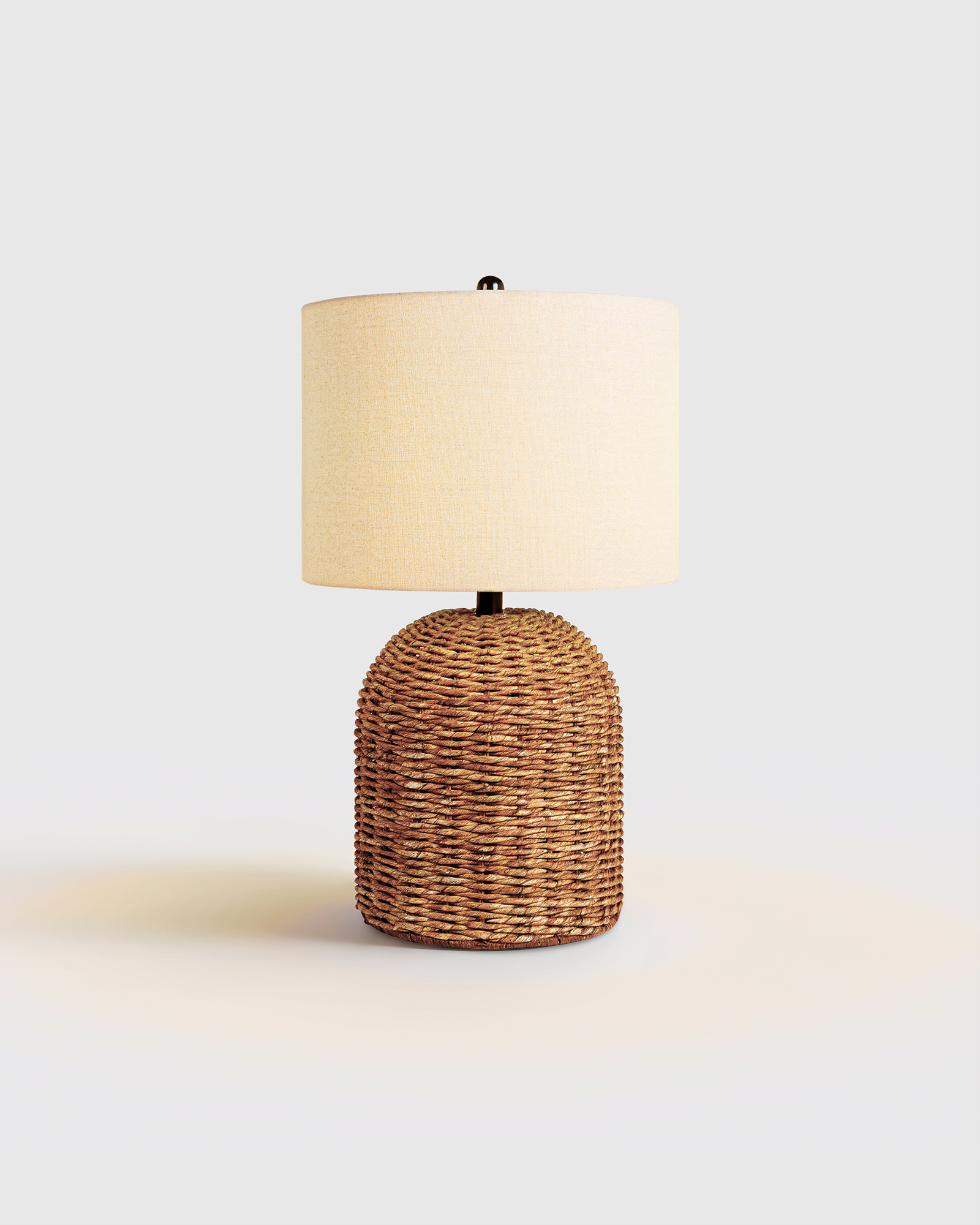Rattan Table Lamp with Linen Shade - thumbnail 3
