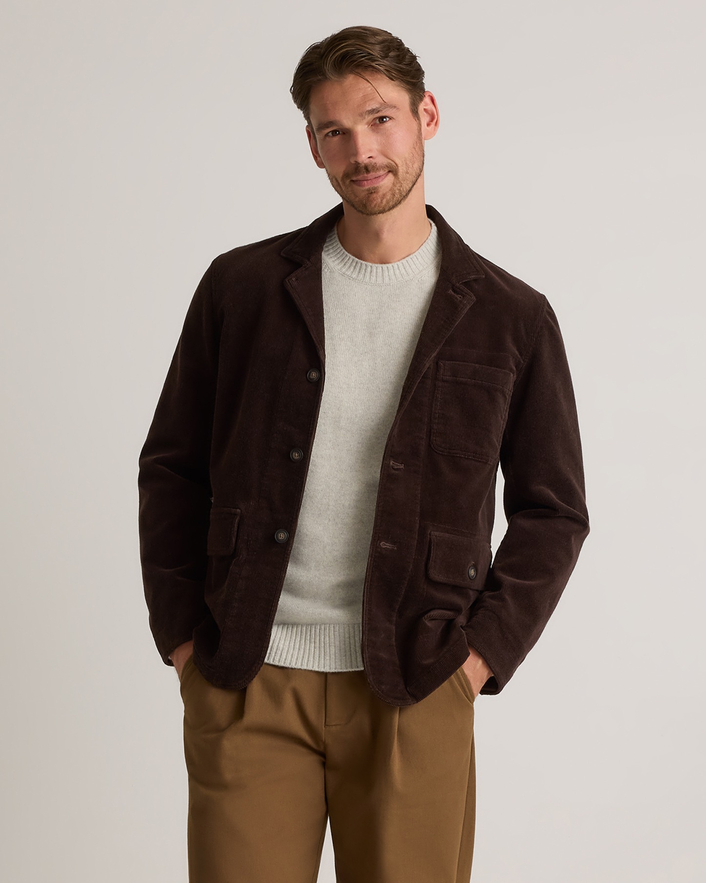 Quince Men's Organic Stretch Corduroy Chore Jacket In Espresso