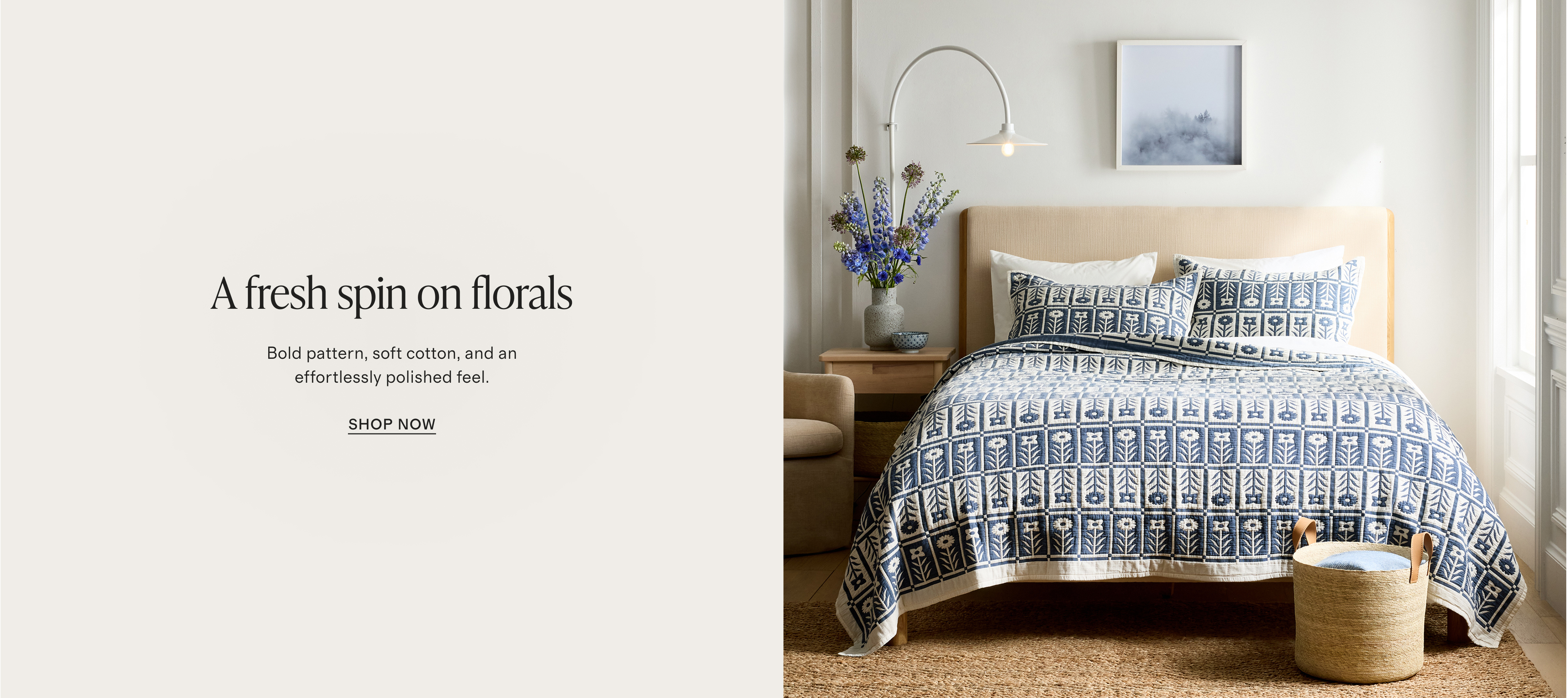 Fresh florals bedding banner - desktop