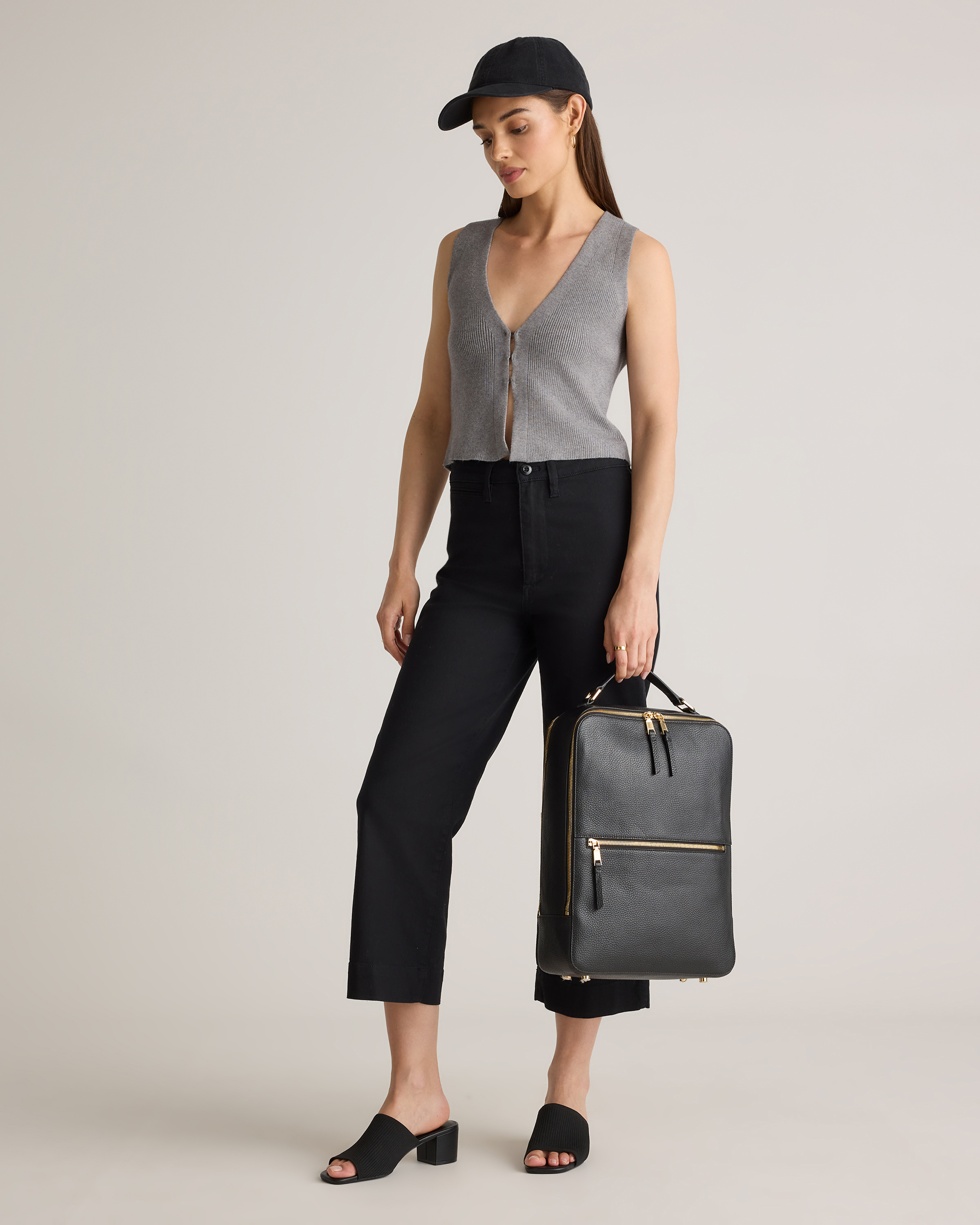 black backpack women laptop MIRA Professional Women's Leather 16