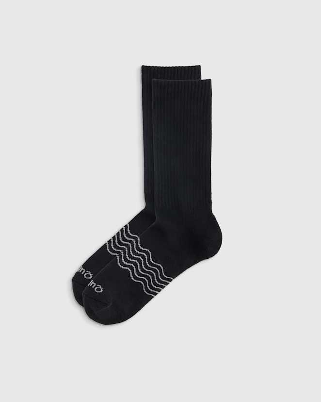 Black Everyday Cotton Solid Crew Sock